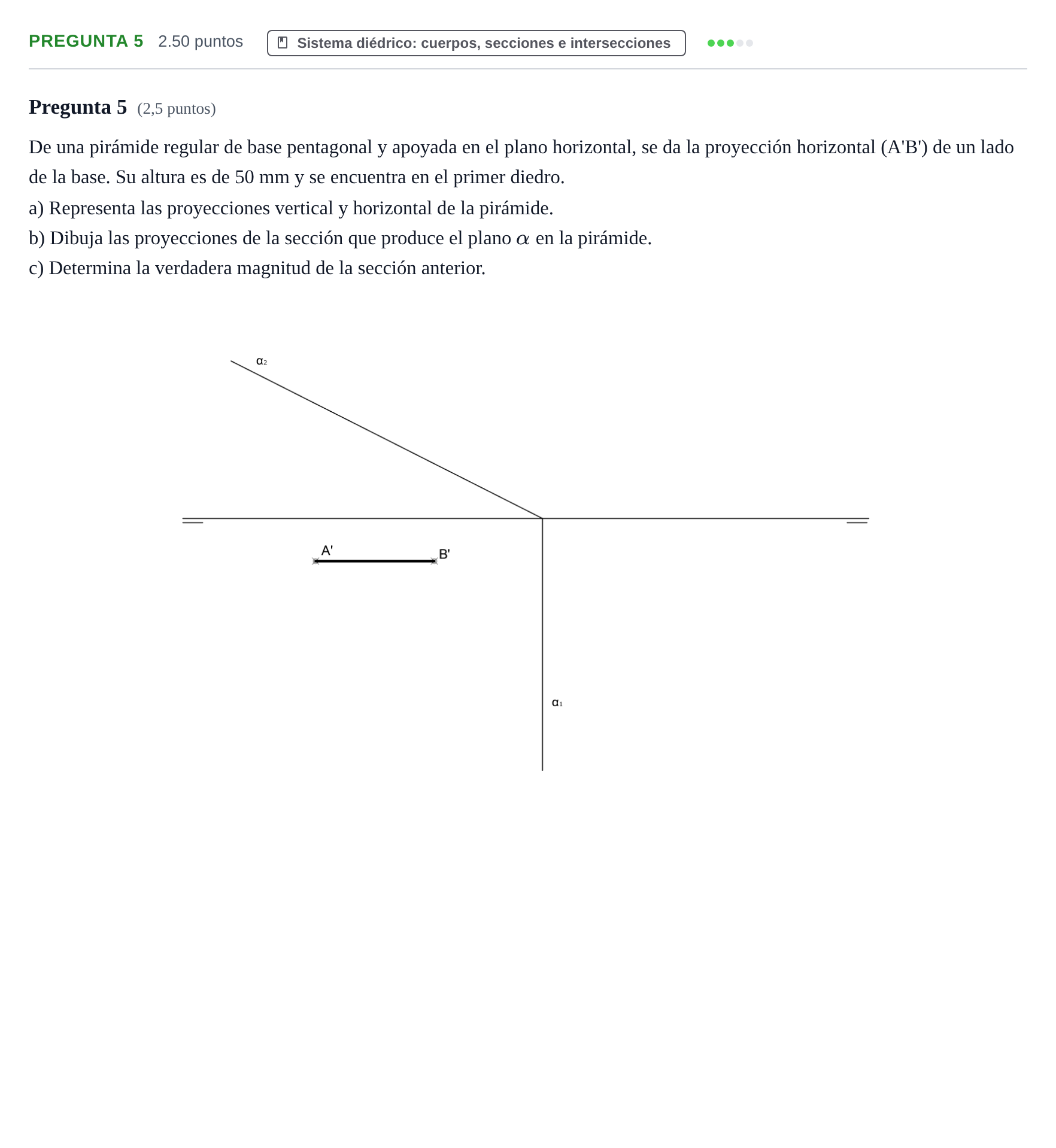 Enunciado: Pregunta 5 · Dibujo técnico II PAU Asturias Ordinaria 2024