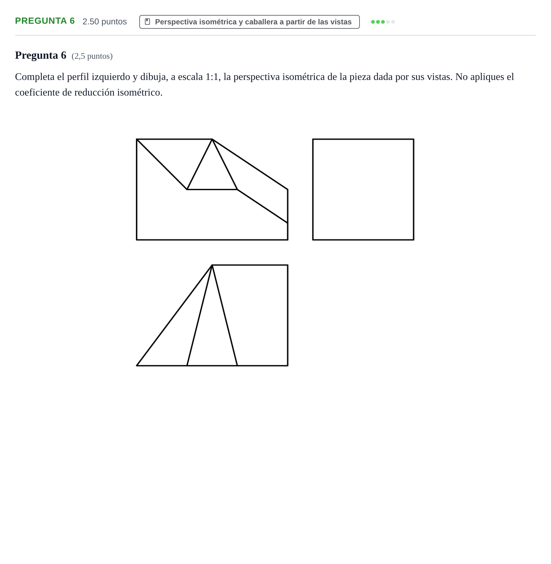 Enunciado: Pregunta 6 · Dibujo técnico II PAU Asturias Ordinaria 2024