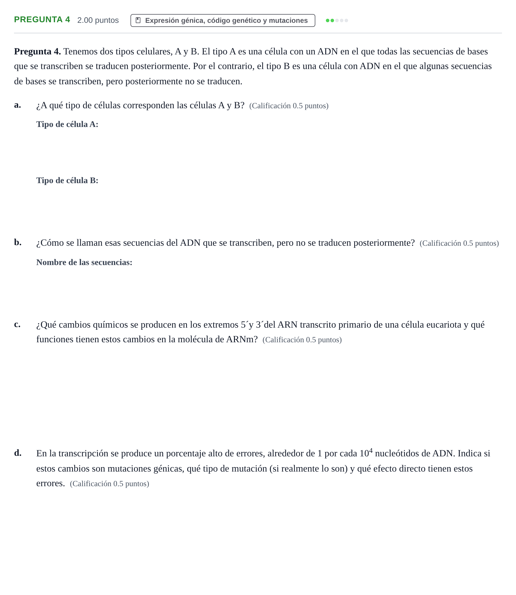 Enunciado: Pregunta 4 · Biología PAU Asturias Ordinaria 2024
