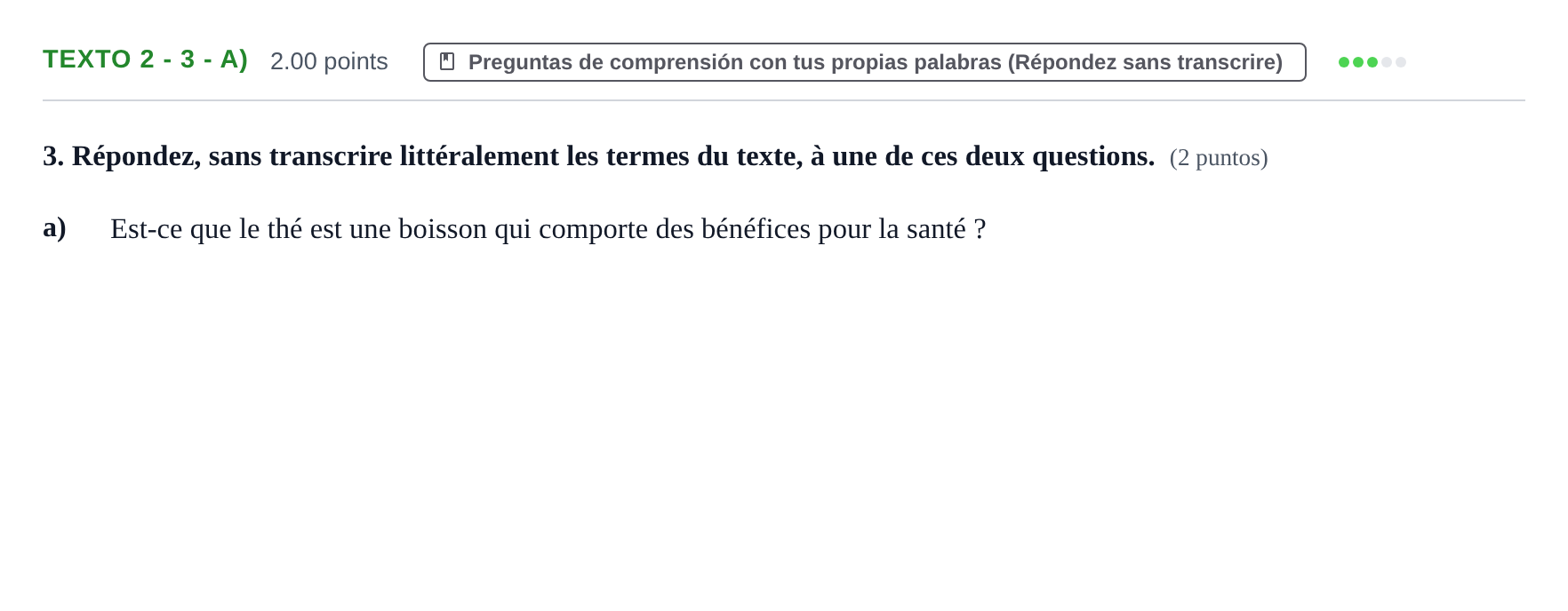 Enunciado: Ejercicio Texto 2 - 3 - a) · Francés PAU Asturias Ordinaria (2ª lengua extranjera) 2024