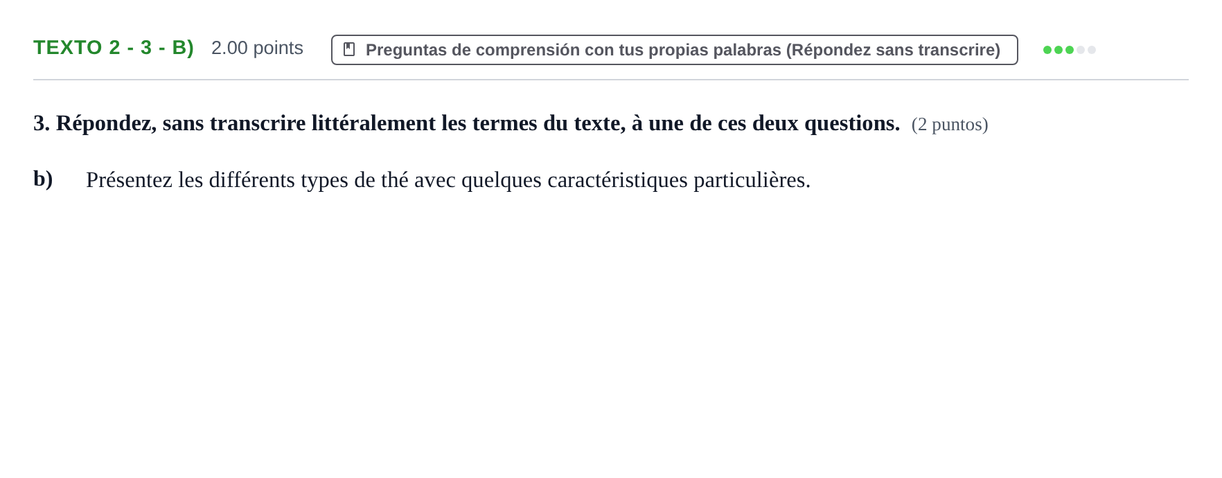 Enunciado: Ejercicio Texto 2 - 3 - b) · Francés PAU Asturias Ordinaria (2ª lengua extranjera) 2024