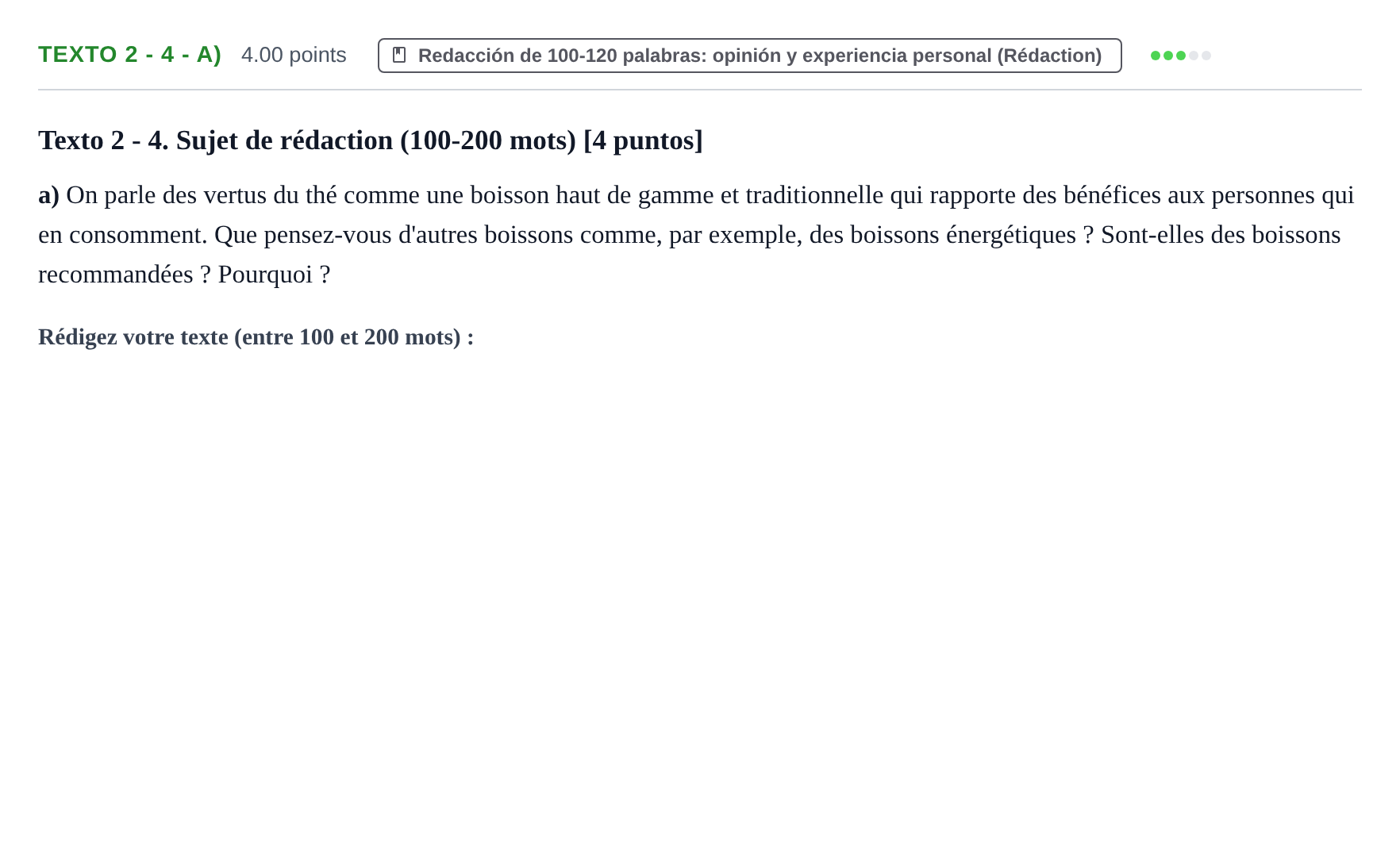 Enunciado: Ejercicio Texto 2 - 4 - a) · Francés PAU Asturias Ordinaria (2ª lengua extranjera) 2024