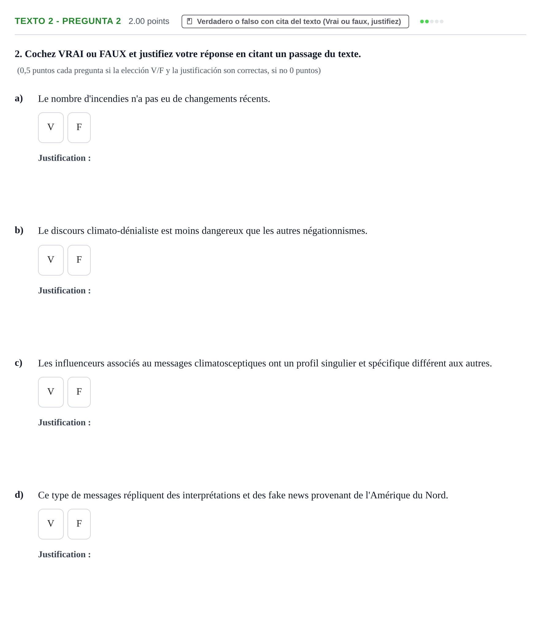 Enunciado: Ejercicio Texto 2 - Pregunta 2 · Francés PAU Asturias Extraordinaria 2024