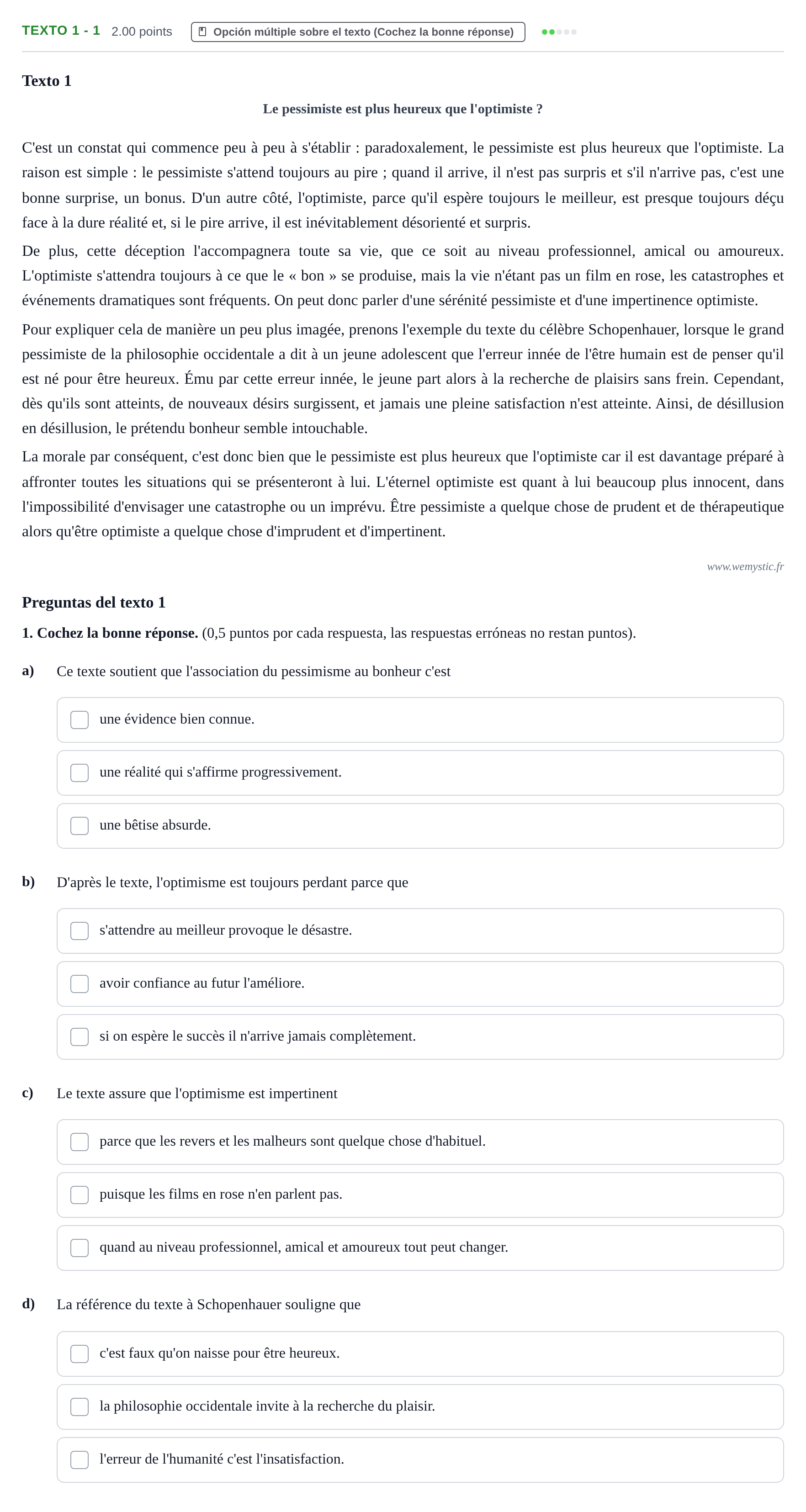 Enunciado: Ejercicio Texto 1 - 1 · Francés PAU Asturias Ordinaria 2024