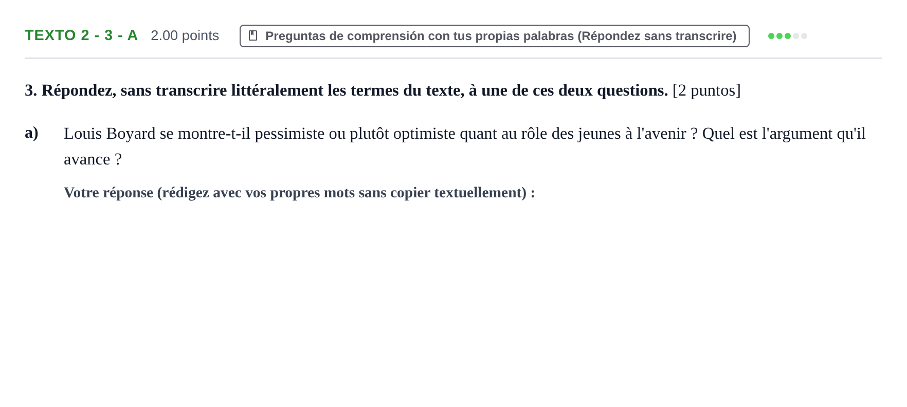 Enunciado: Ejercicio Texto 2 - 3 - a · Francés PAU Asturias Ordinaria 2024