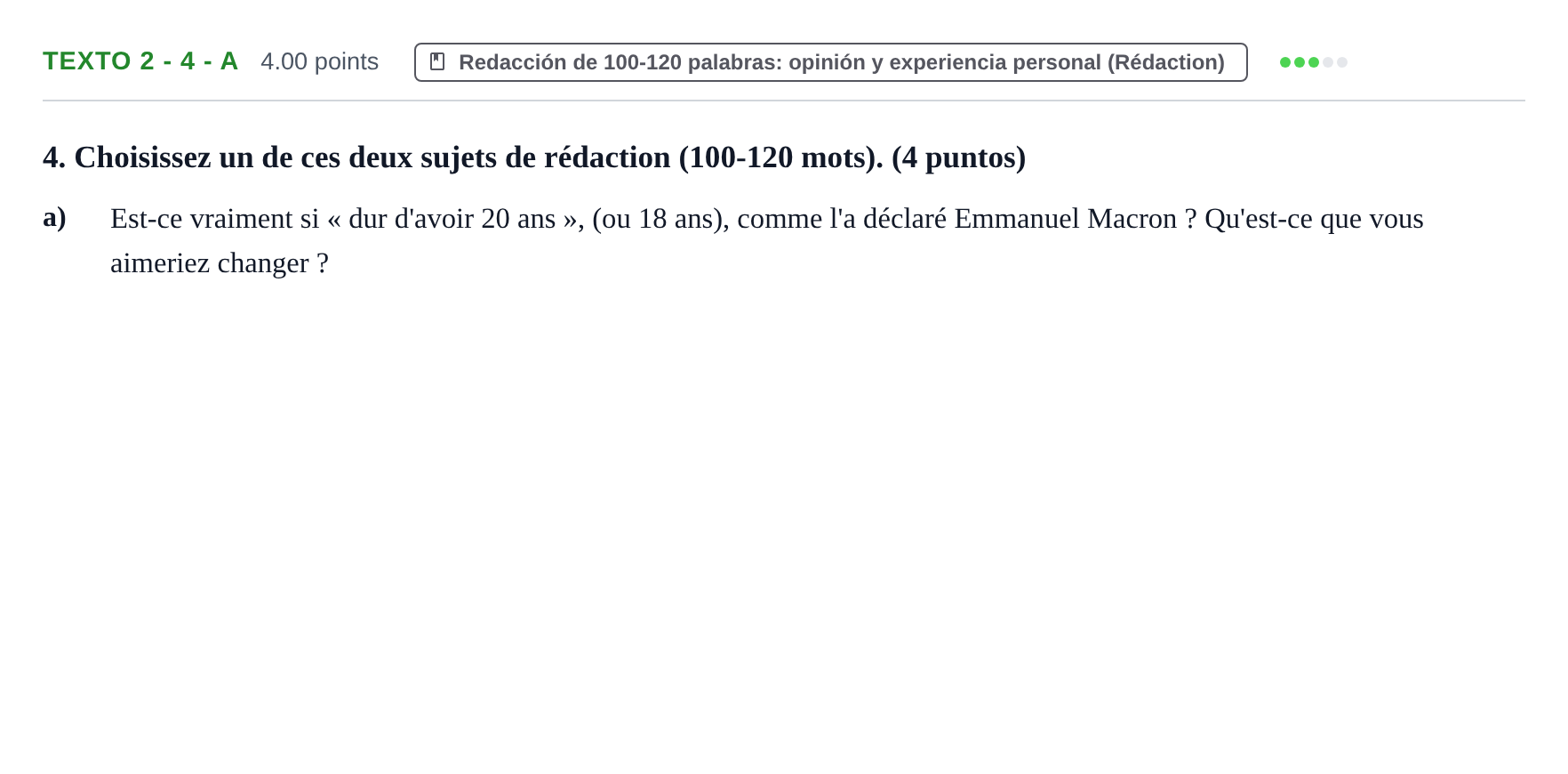 Enunciado: Ejercicio Texto 2 - 4 - a · Francés PAU Asturias Ordinaria 2024