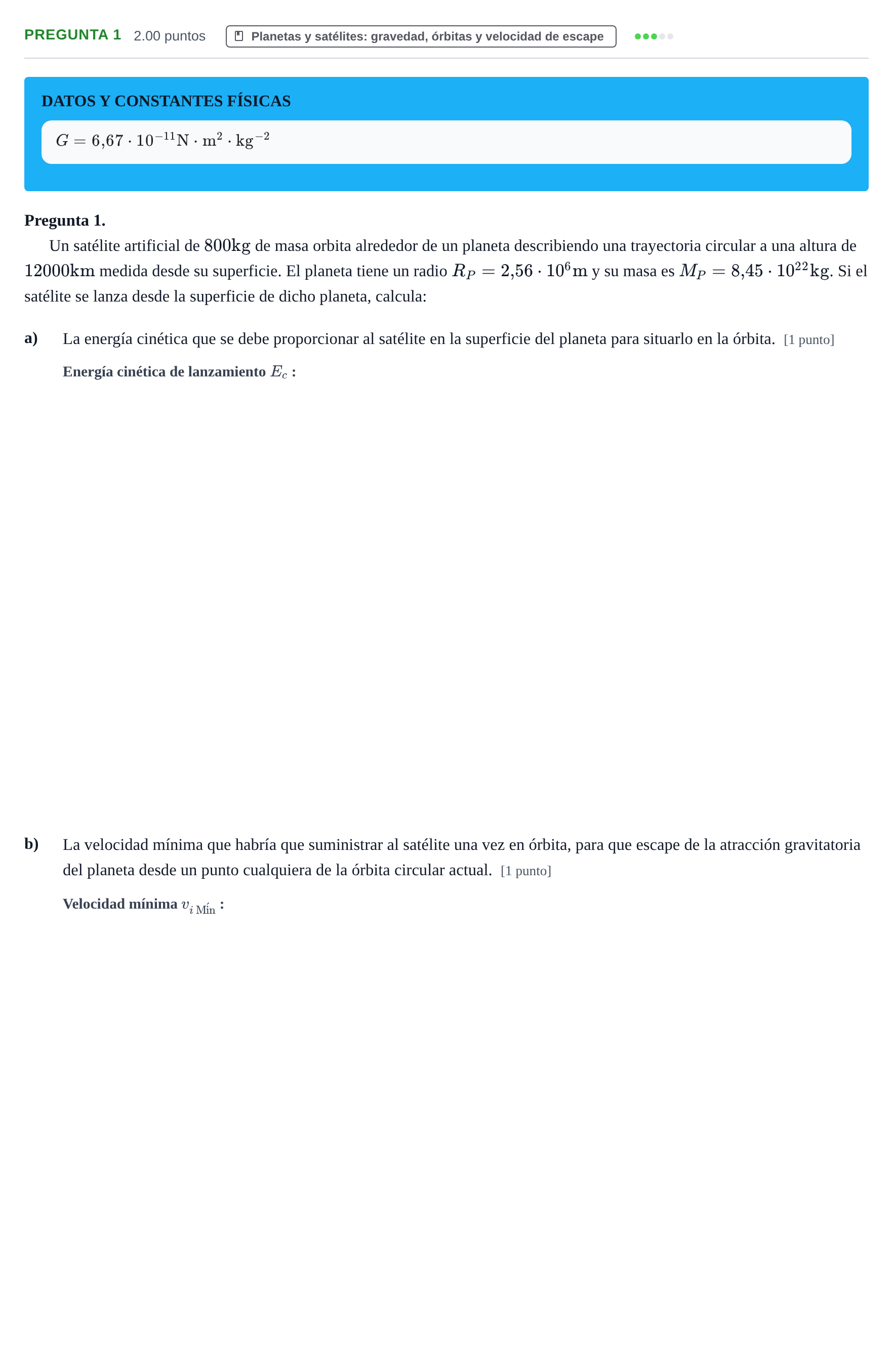 Enunciado: Pregunta 1 · Física PAU Asturias Extraordinaria 2024