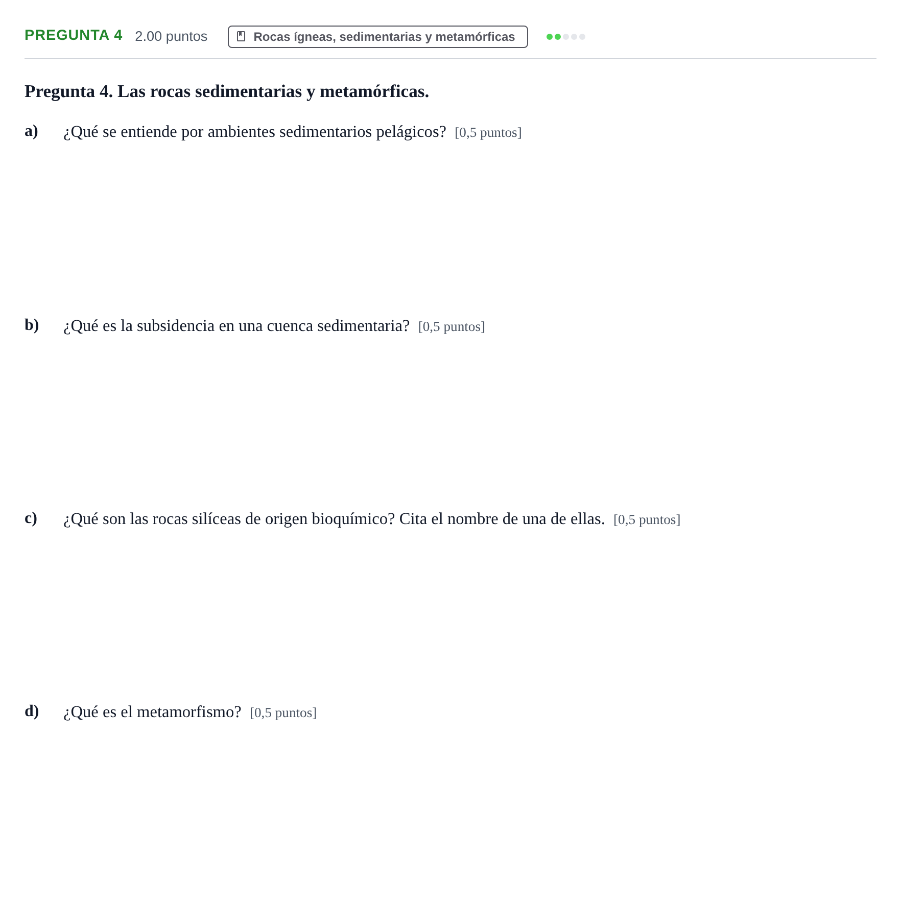 Enunciado: Pregunta 4 · Geología y Ciencias Ambientales PAU Asturias Ordinaria 2024