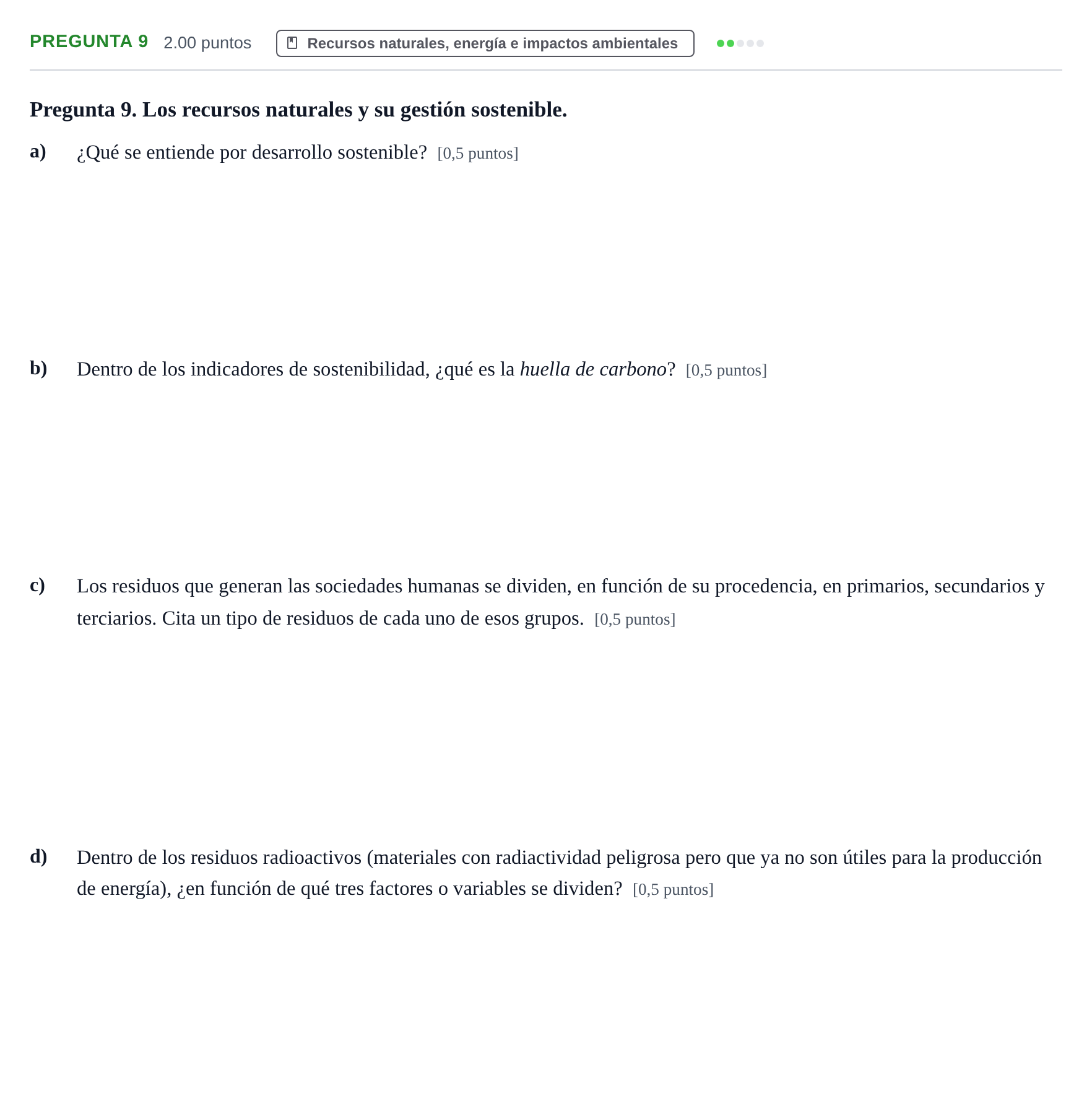Enunciado: Pregunta 9 · Geología y Ciencias Ambientales PAU Asturias Ordinaria 2024