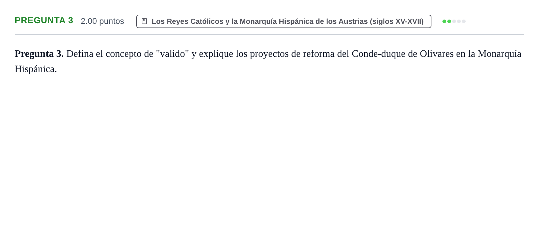Enunciado: Pregunta 3 · Historia de España PAU Asturias Ordinaria 2024
