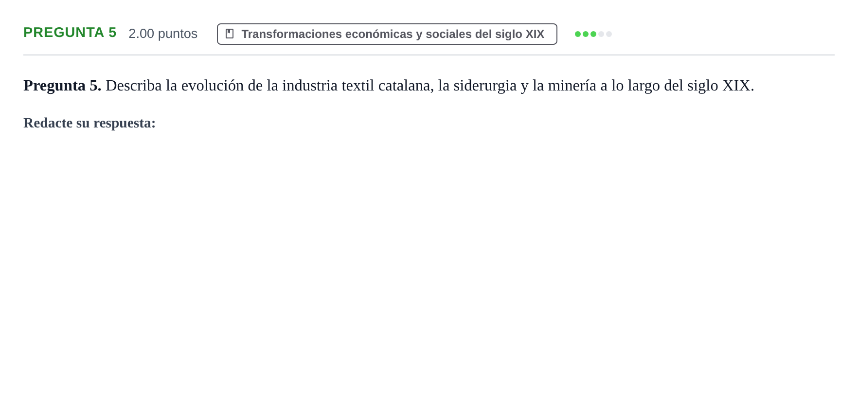 Enunciado: Pregunta 5 · Historia de España PAU Asturias Ordinaria 2024