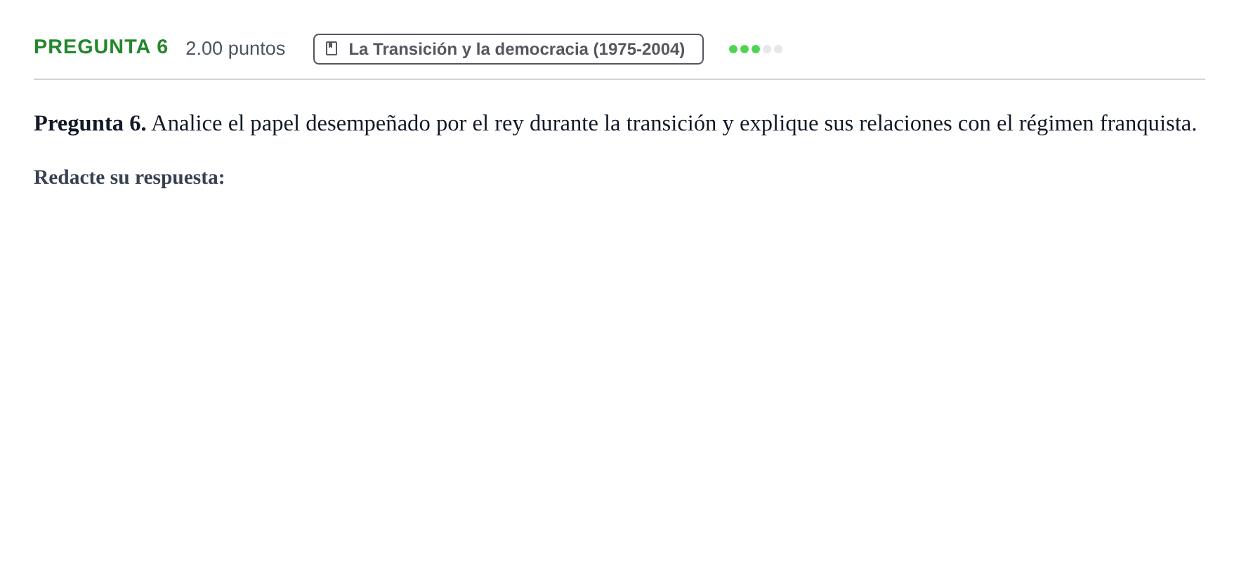 Enunciado: Pregunta 6 · Historia de España PAU Asturias Ordinaria 2024