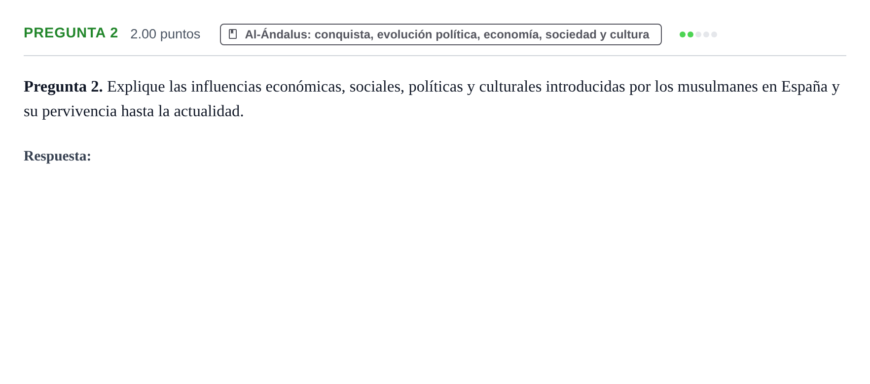 Enunciado: Pregunta 2 · Historia de España PAU Asturias Extraordinaria 2024
