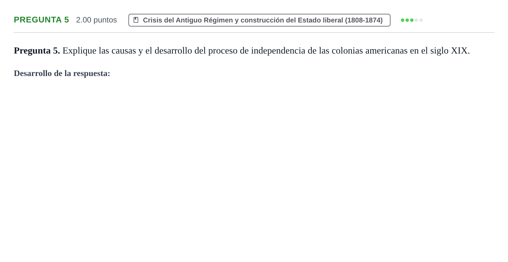 Enunciado: Pregunta 5 · Historia de España PAU Asturias Extraordinaria 2024