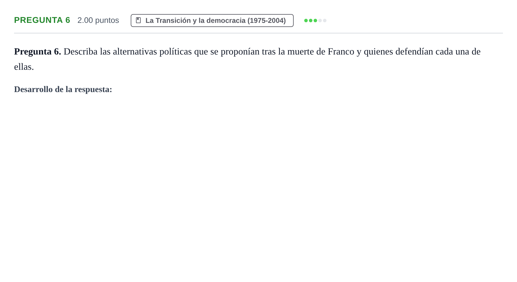 Enunciado: Pregunta 6 · Historia de España PAU Asturias Extraordinaria 2024