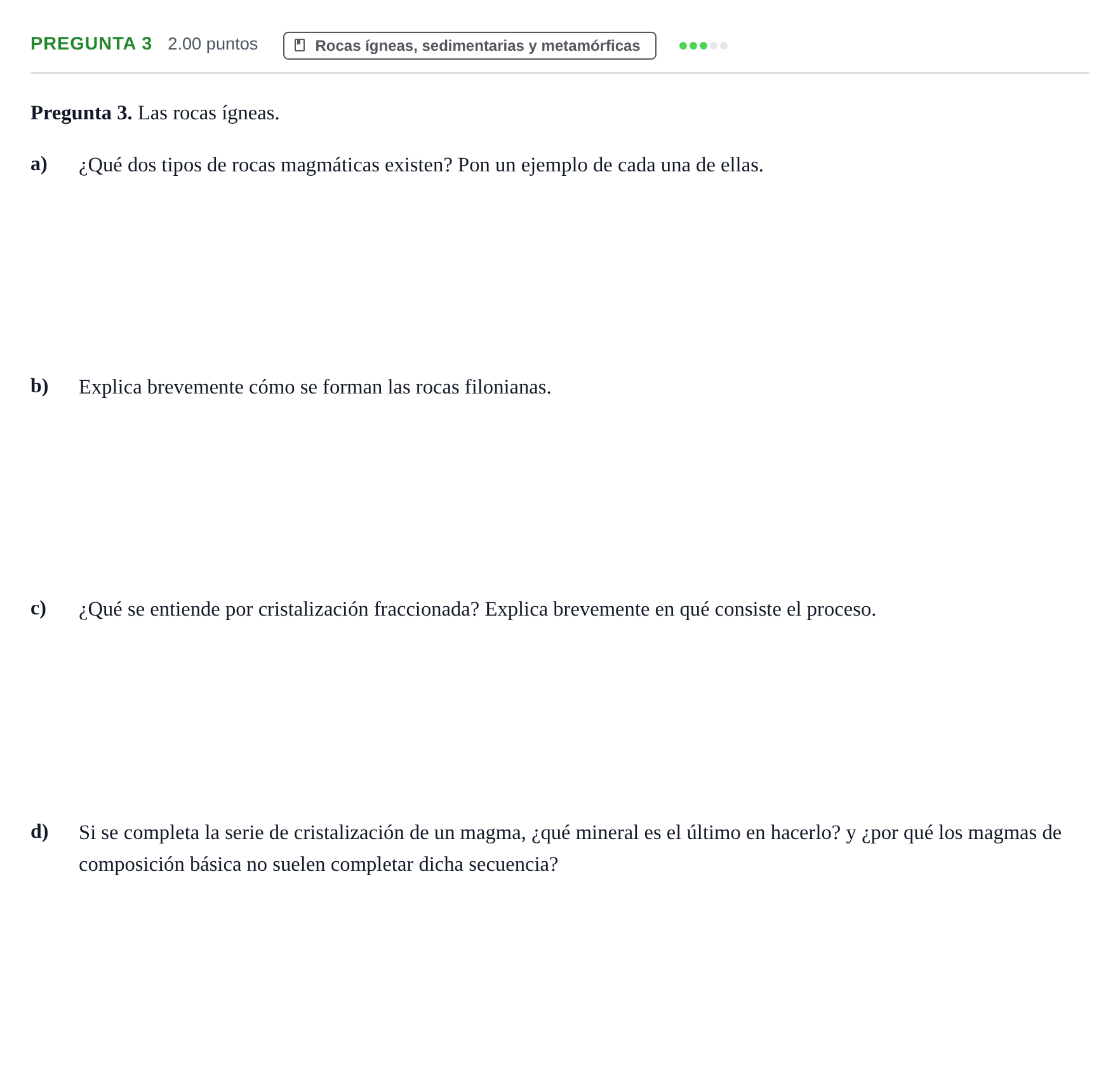 Enunciado: Pregunta 3 · Geología y Ciencias Ambientales PAU Asturias Extraordinaria 2024