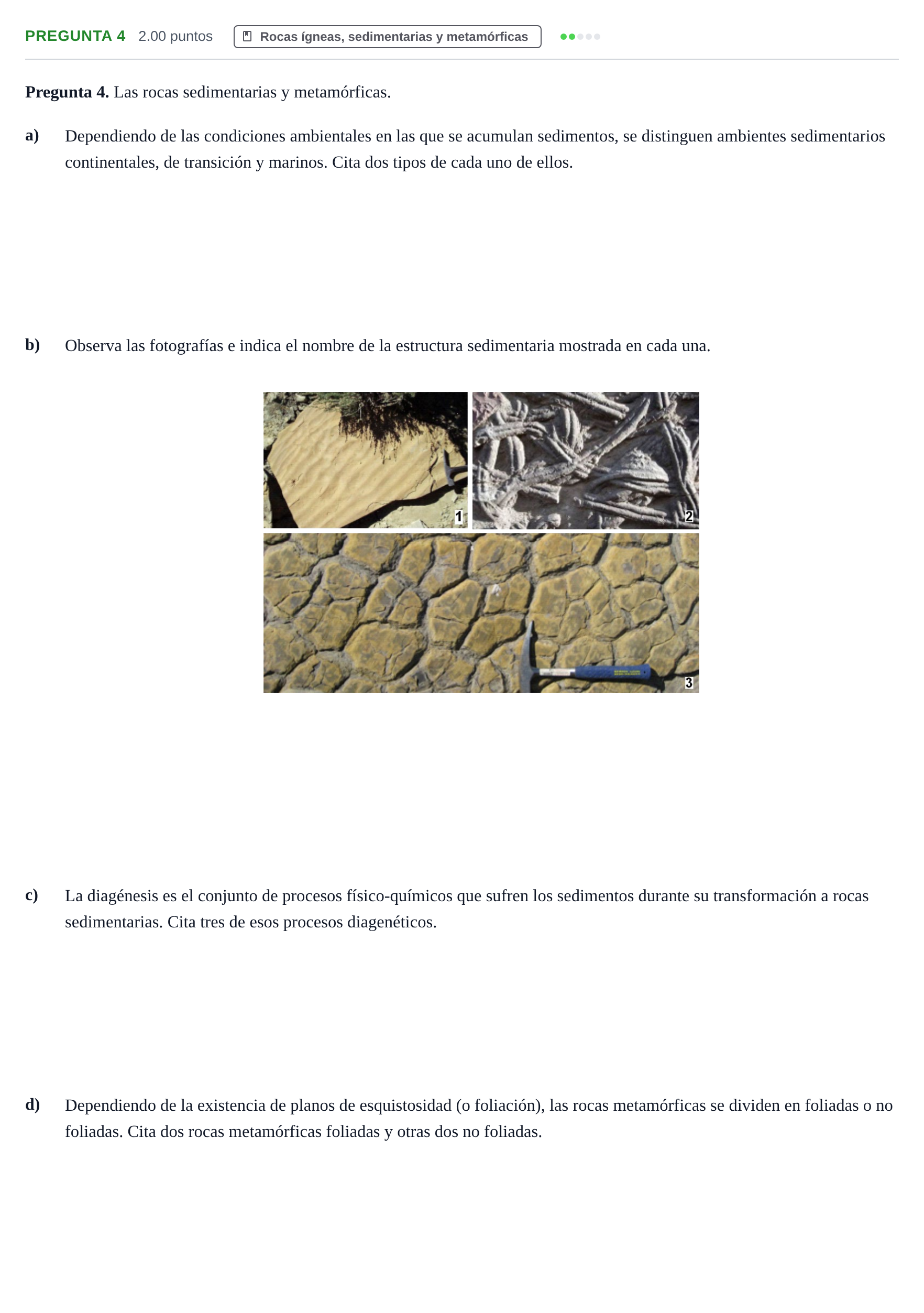 Enunciado: Pregunta 4 · Geología y Ciencias Ambientales PAU Asturias Extraordinaria 2024