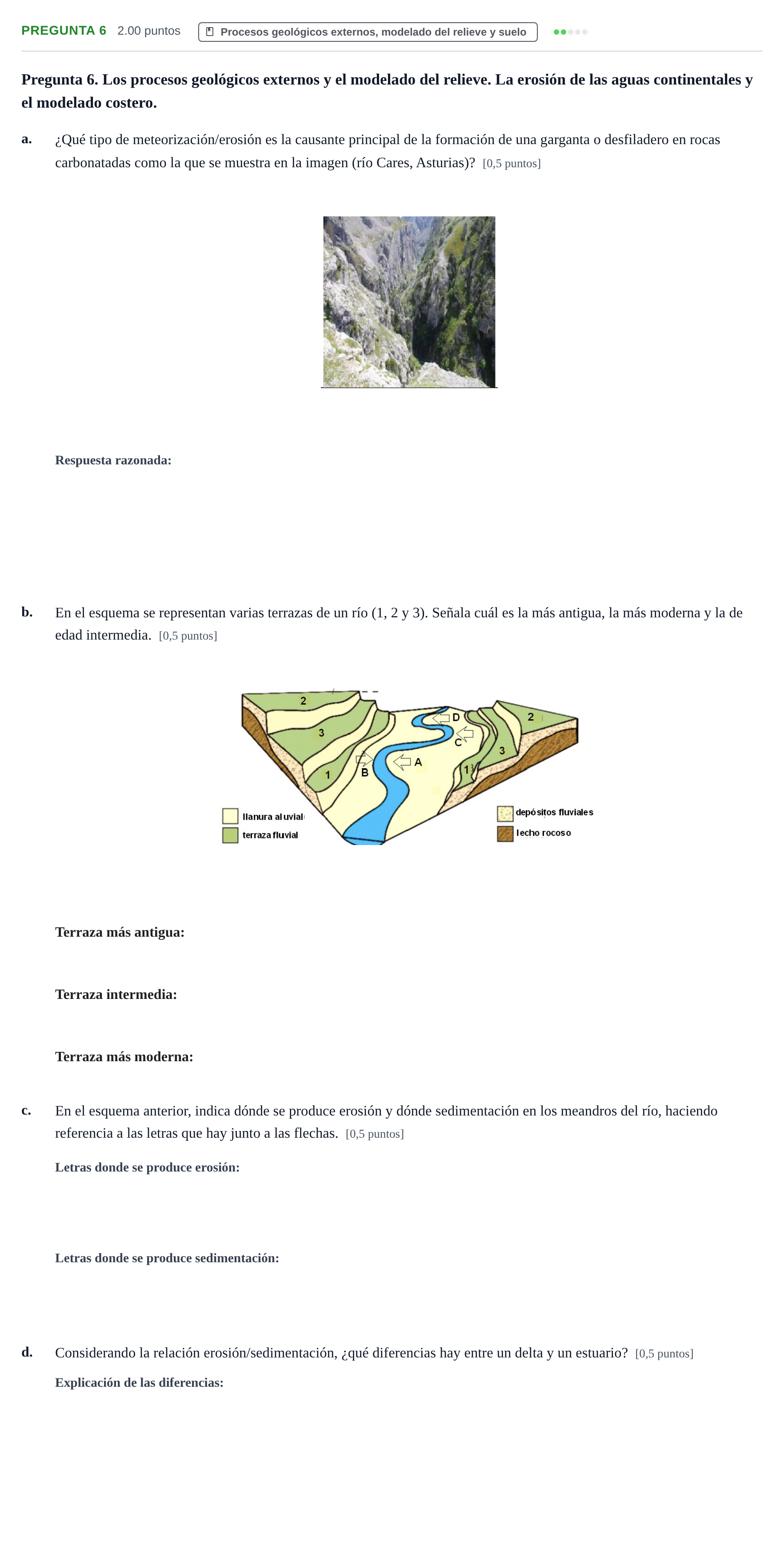 Enunciado: Pregunta 6 · Geología y Ciencias Ambientales PAU Asturias Extraordinaria 2024