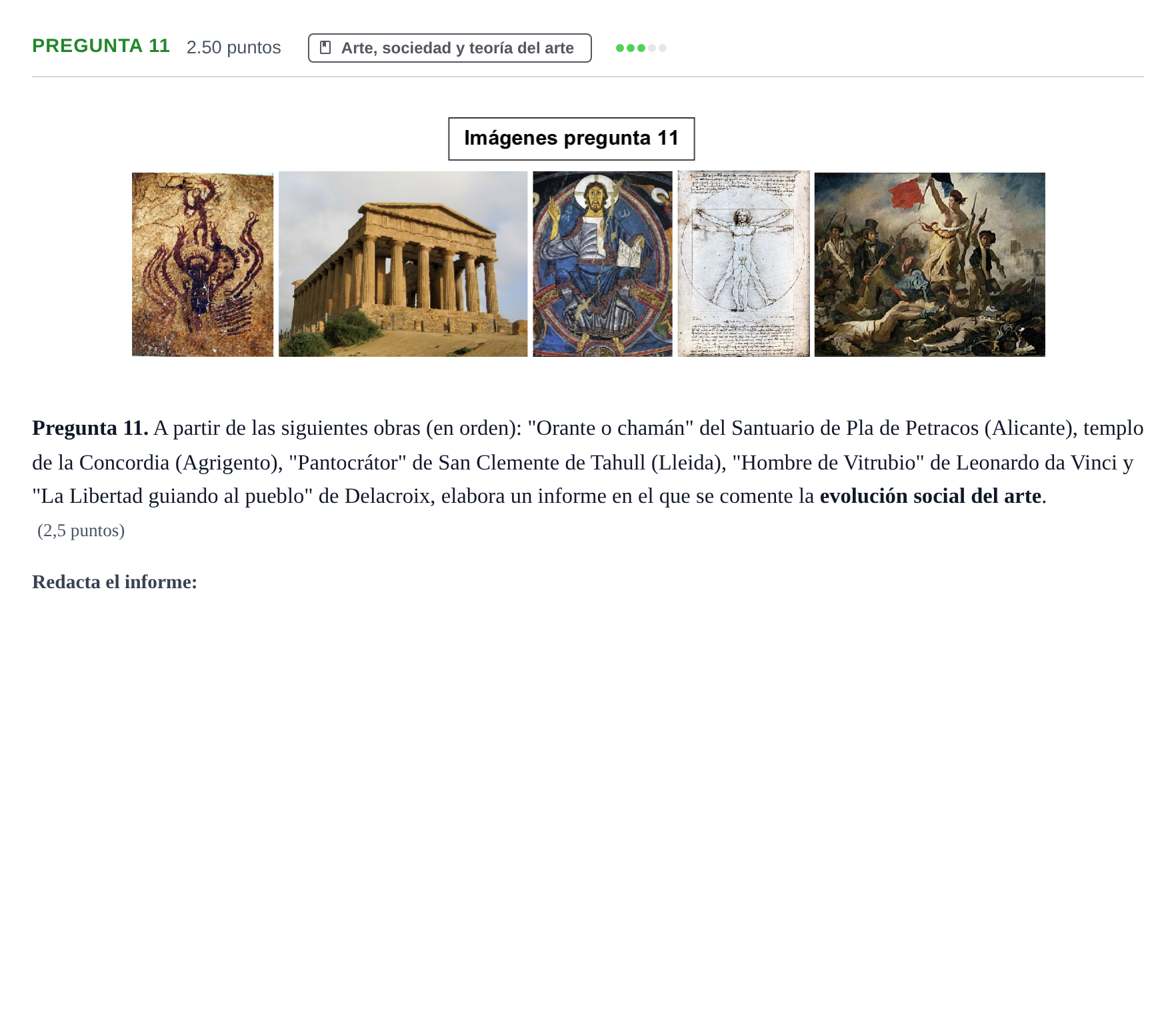 Enunciado: Pregunta 11 · Fundamentos Artísticos PAU Asturias Extraordinaria 2024