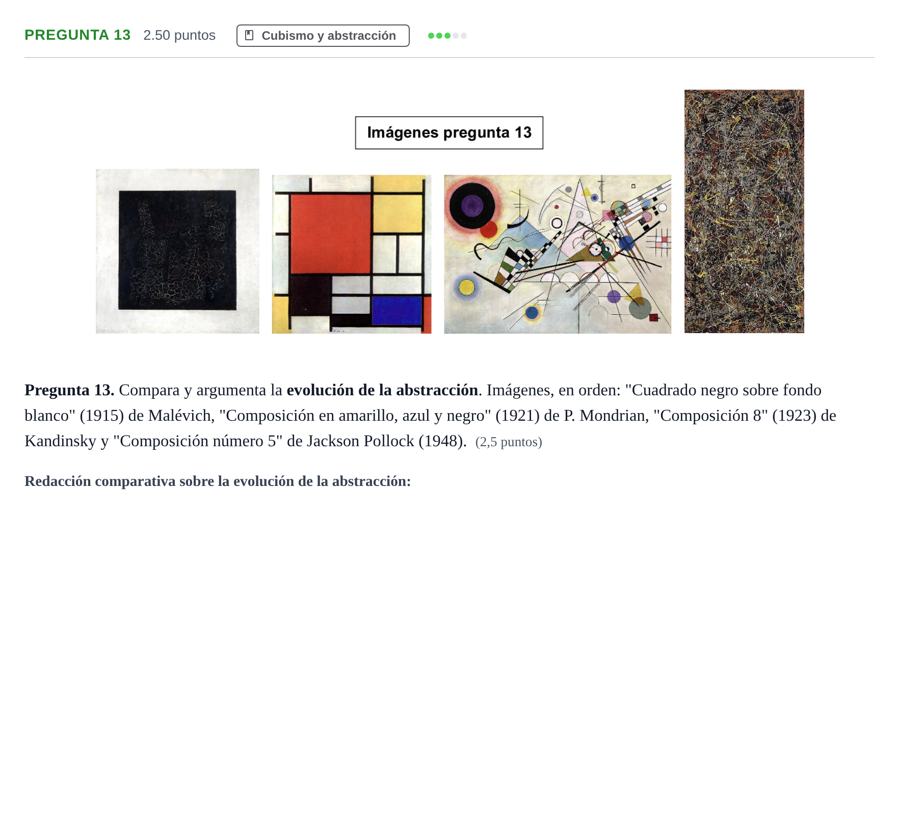 Enunciado: Pregunta 13 · Fundamentos Artísticos PAU Asturias Extraordinaria 2024