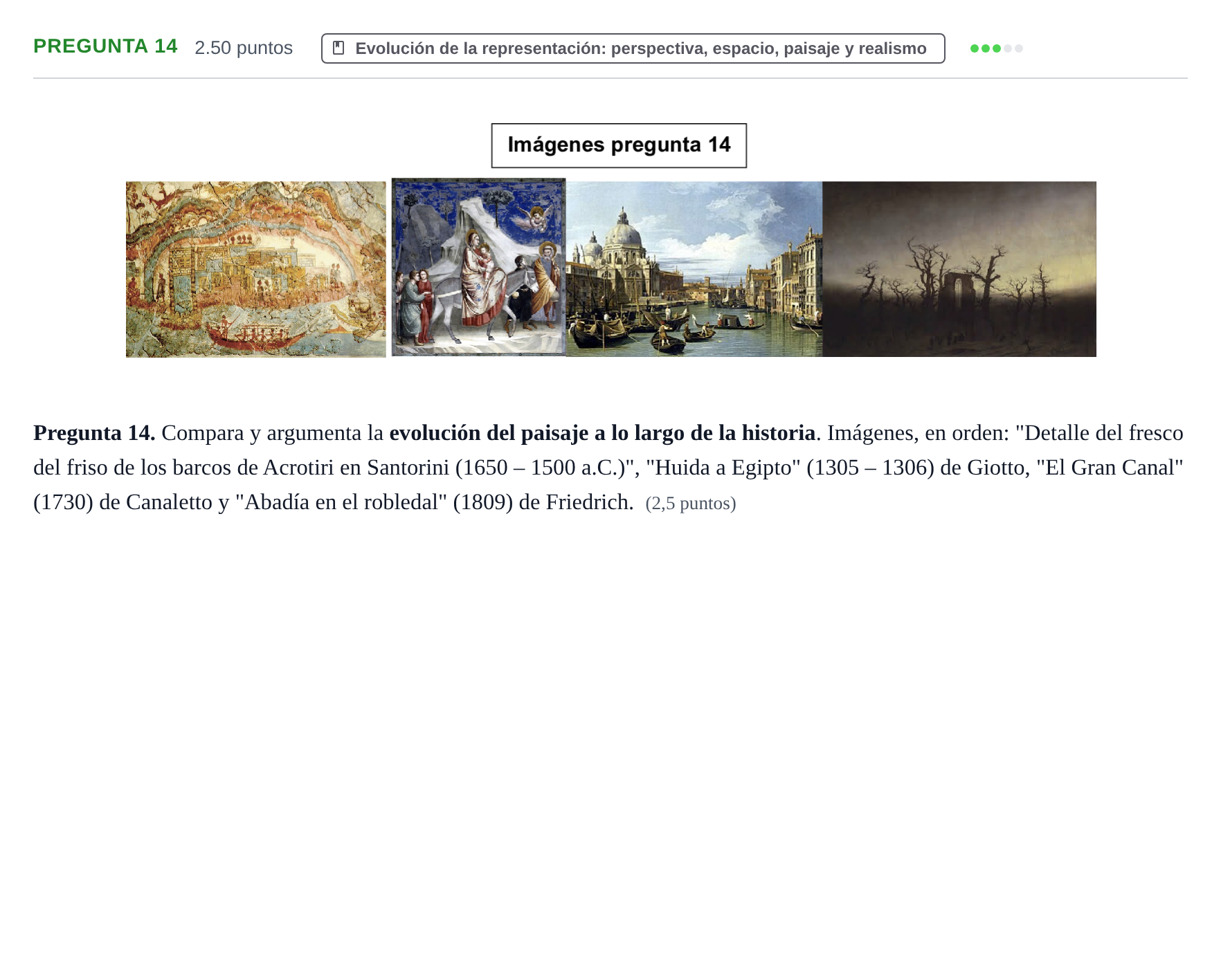 Enunciado: Pregunta 14 · Fundamentos Artísticos PAU Asturias Extraordinaria 2024