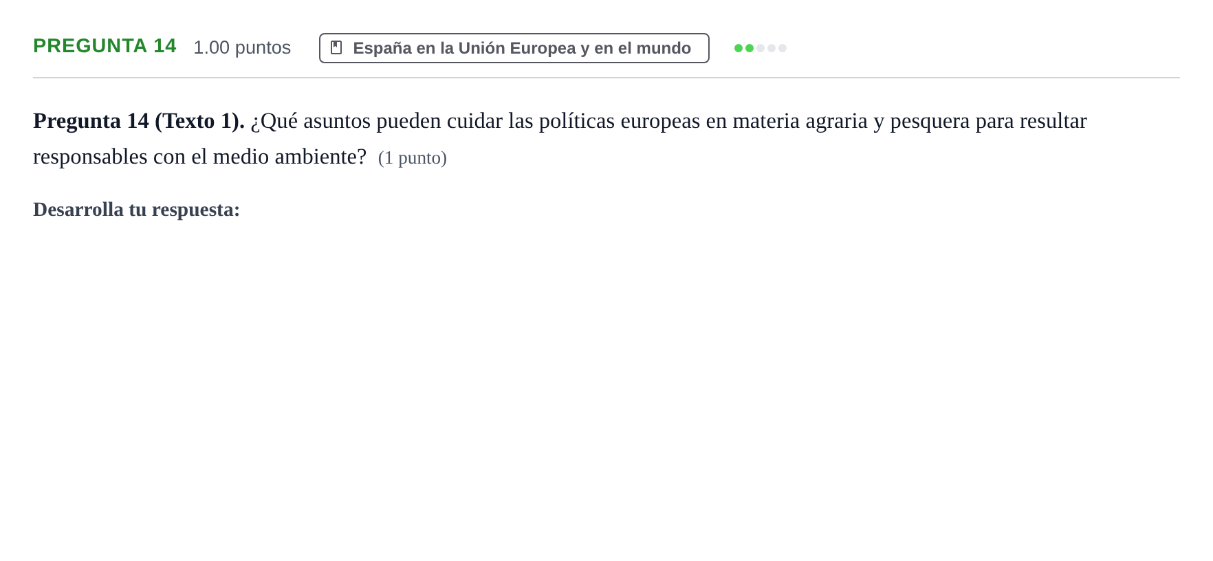 Enunciado: Pregunta 14 · Geografía PAU Asturias Extraordinaria 2024