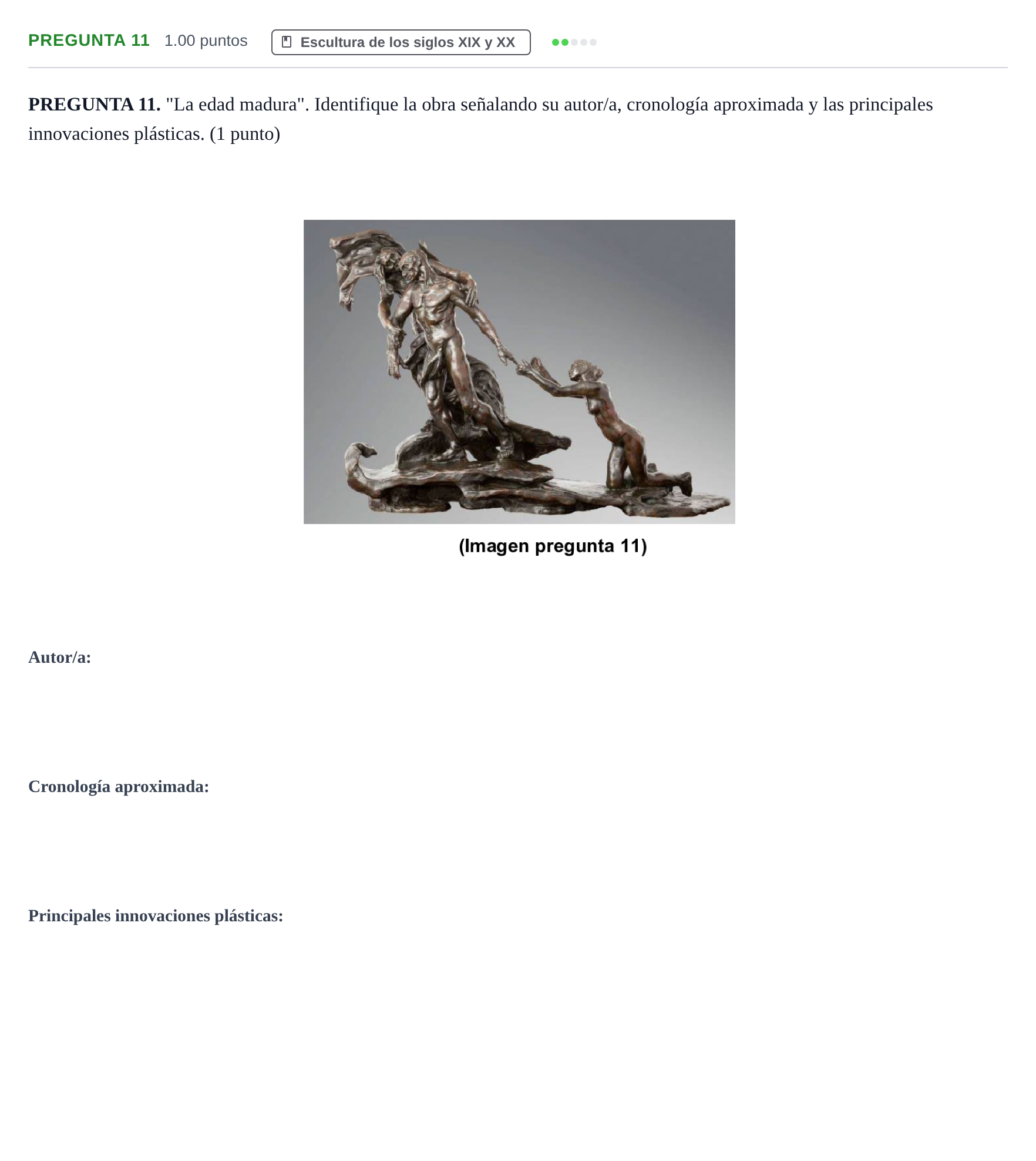 Enunciado: Pregunta 11 · Fundamentos Artísticos PAU Asturias Ordinaria (Fundamentos del Arte II) 2024