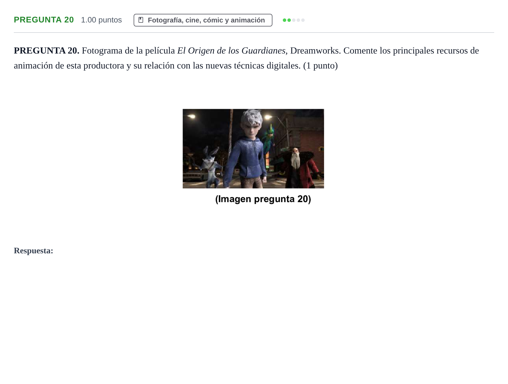 Enunciado: Pregunta 20 · Fundamentos Artísticos PAU Asturias Ordinaria (Fundamentos del Arte II) 2024