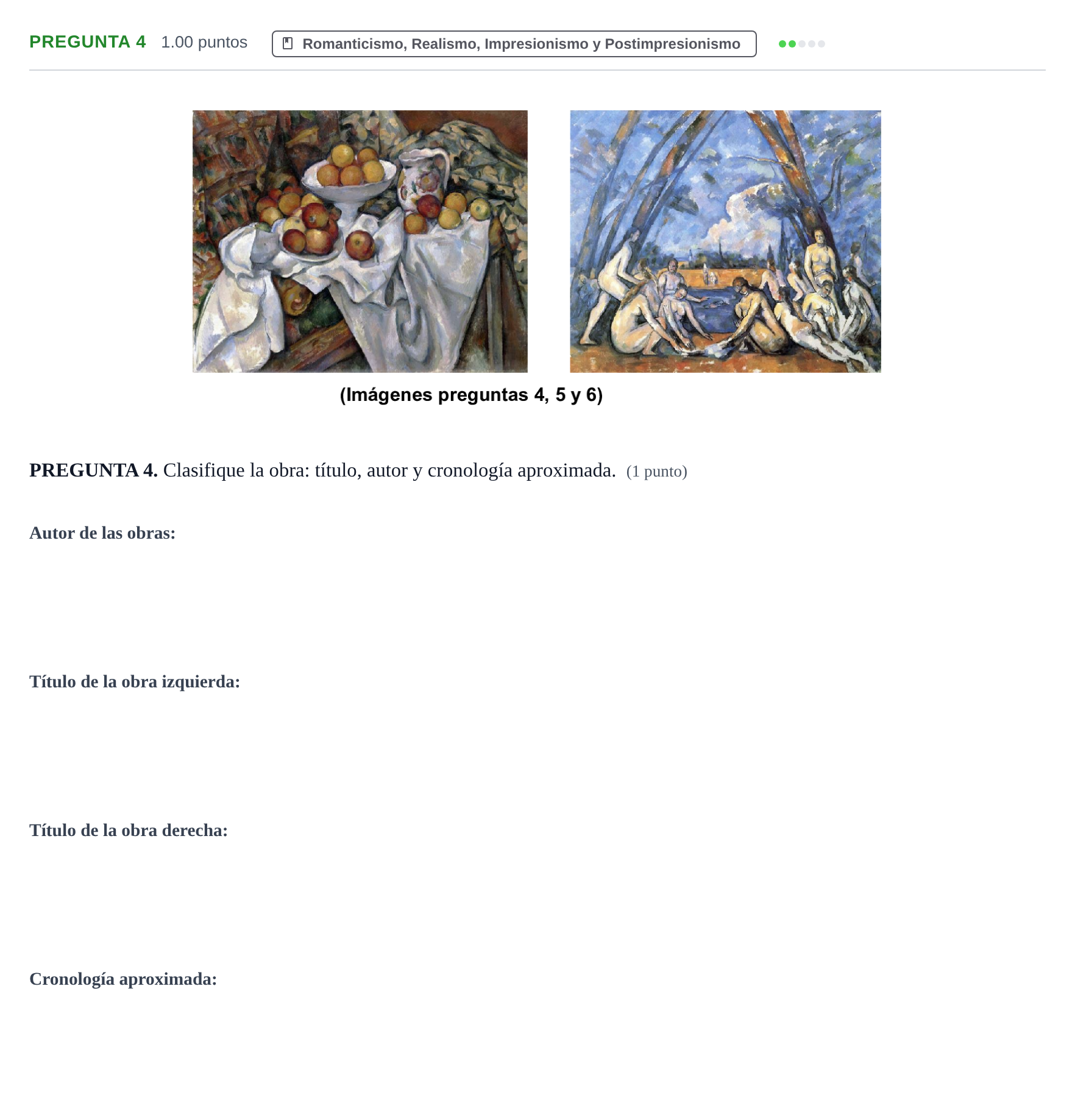 Enunciado: Pregunta 4 · Fundamentos Artísticos PAU Asturias Ordinaria (Fundamentos del Arte II) 2024
