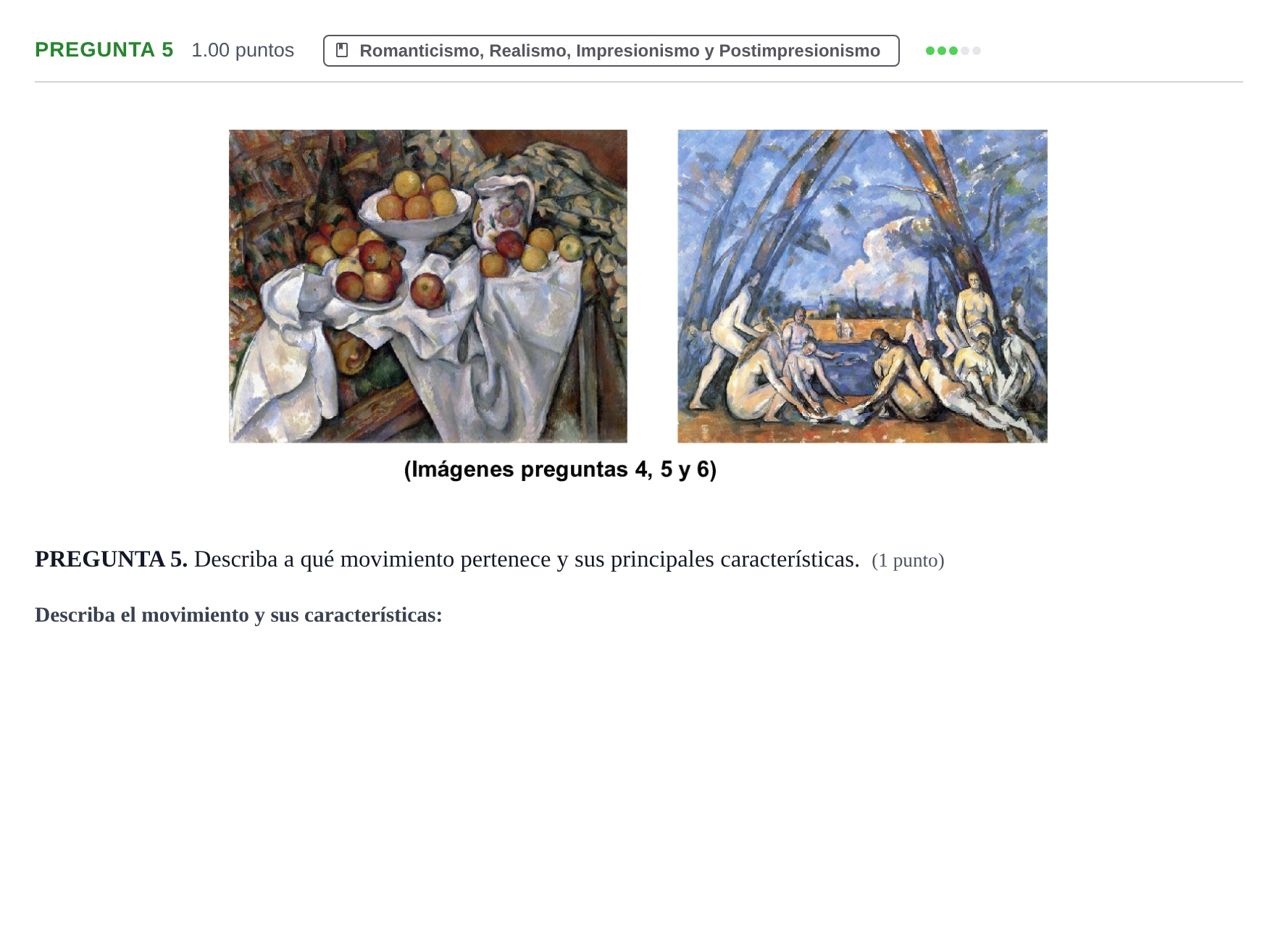 Enunciado: Pregunta 5 · Fundamentos Artísticos PAU Asturias Ordinaria (Fundamentos del Arte II) 2024