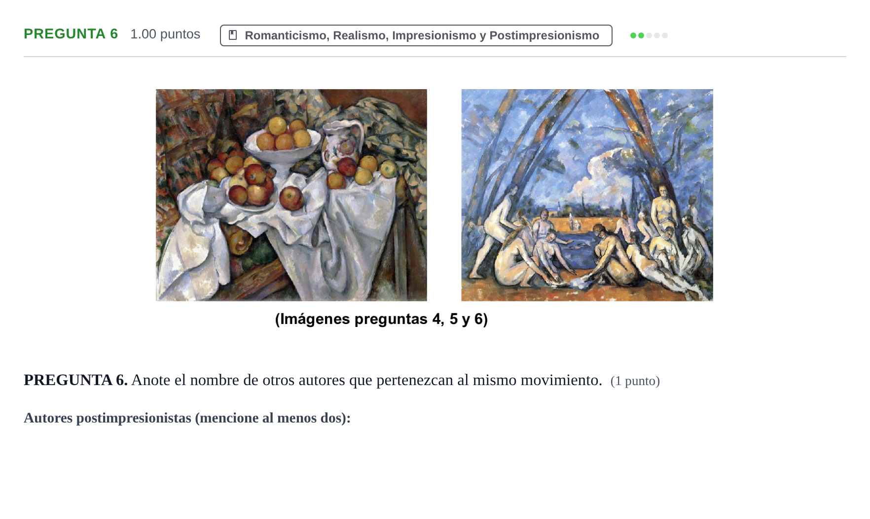 Enunciado: Pregunta 6 · Fundamentos Artísticos PAU Asturias Ordinaria (Fundamentos del Arte II) 2024