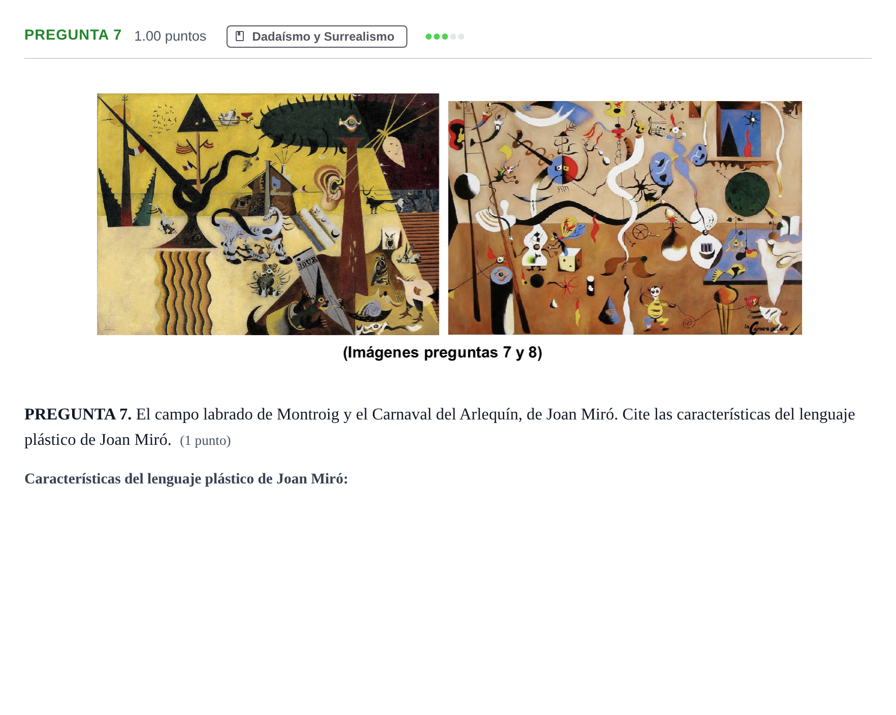 Enunciado: Pregunta 7 · Fundamentos Artísticos PAU Asturias Ordinaria (Fundamentos del Arte II) 2024