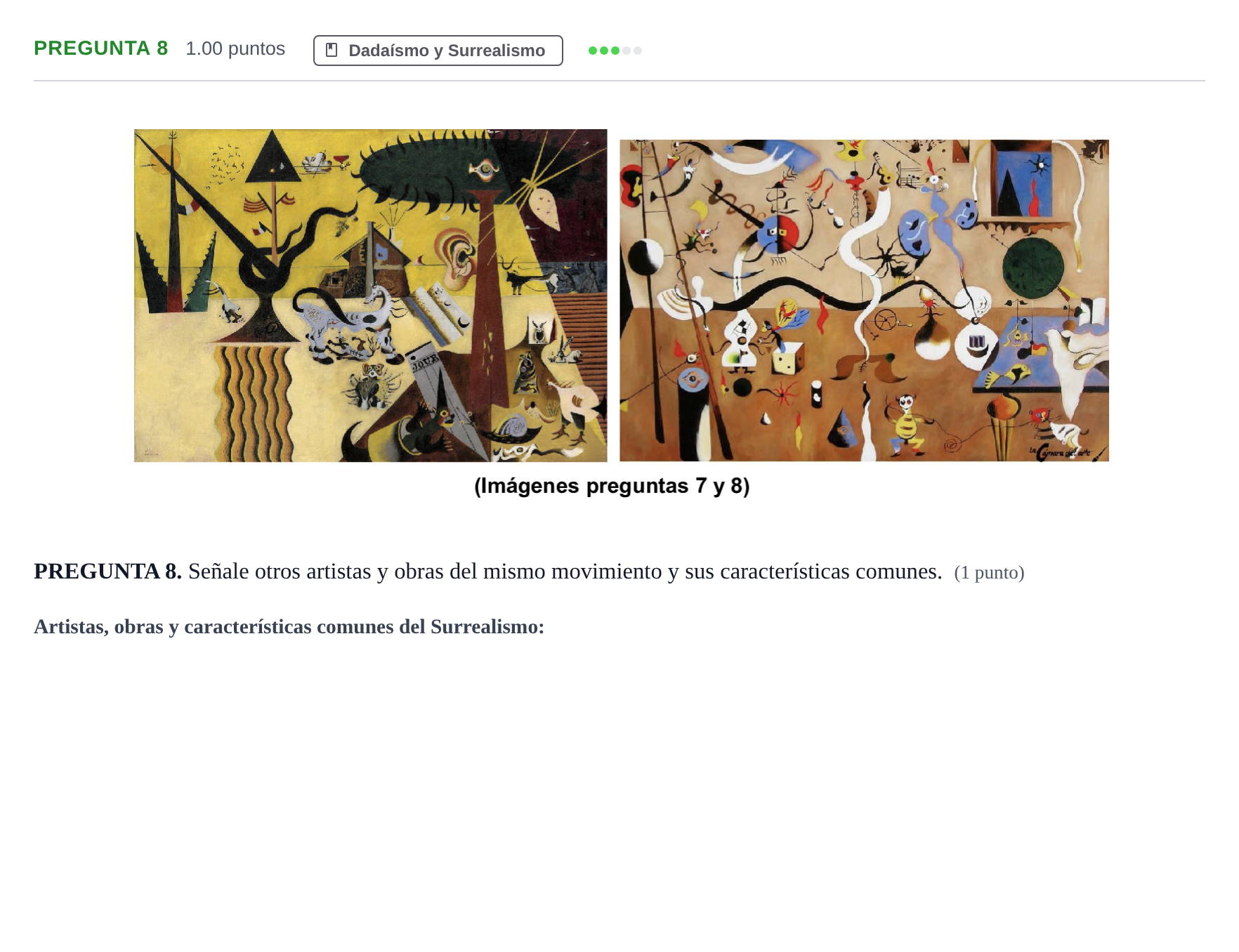 Enunciado: Pregunta 8 · Fundamentos Artísticos PAU Asturias Ordinaria (Fundamentos del Arte II) 2024