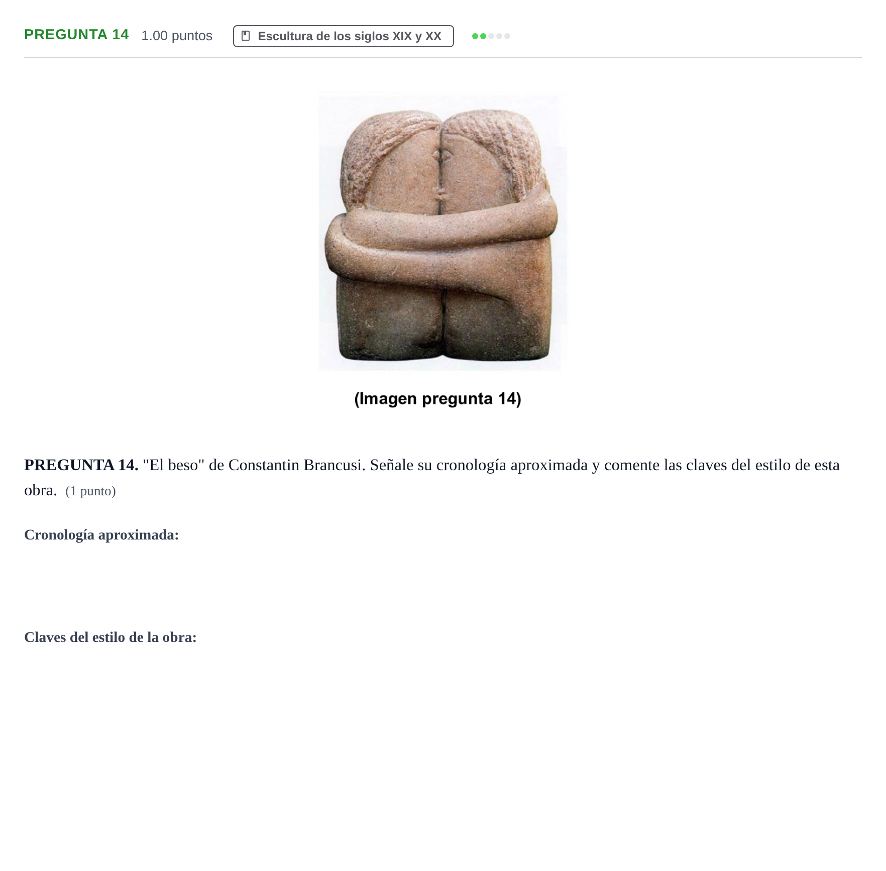 Enunciado: Pregunta 14 · Fundamentos Artísticos PAU Asturias Extraordinaria (Fundamentos del Arte II) 2024