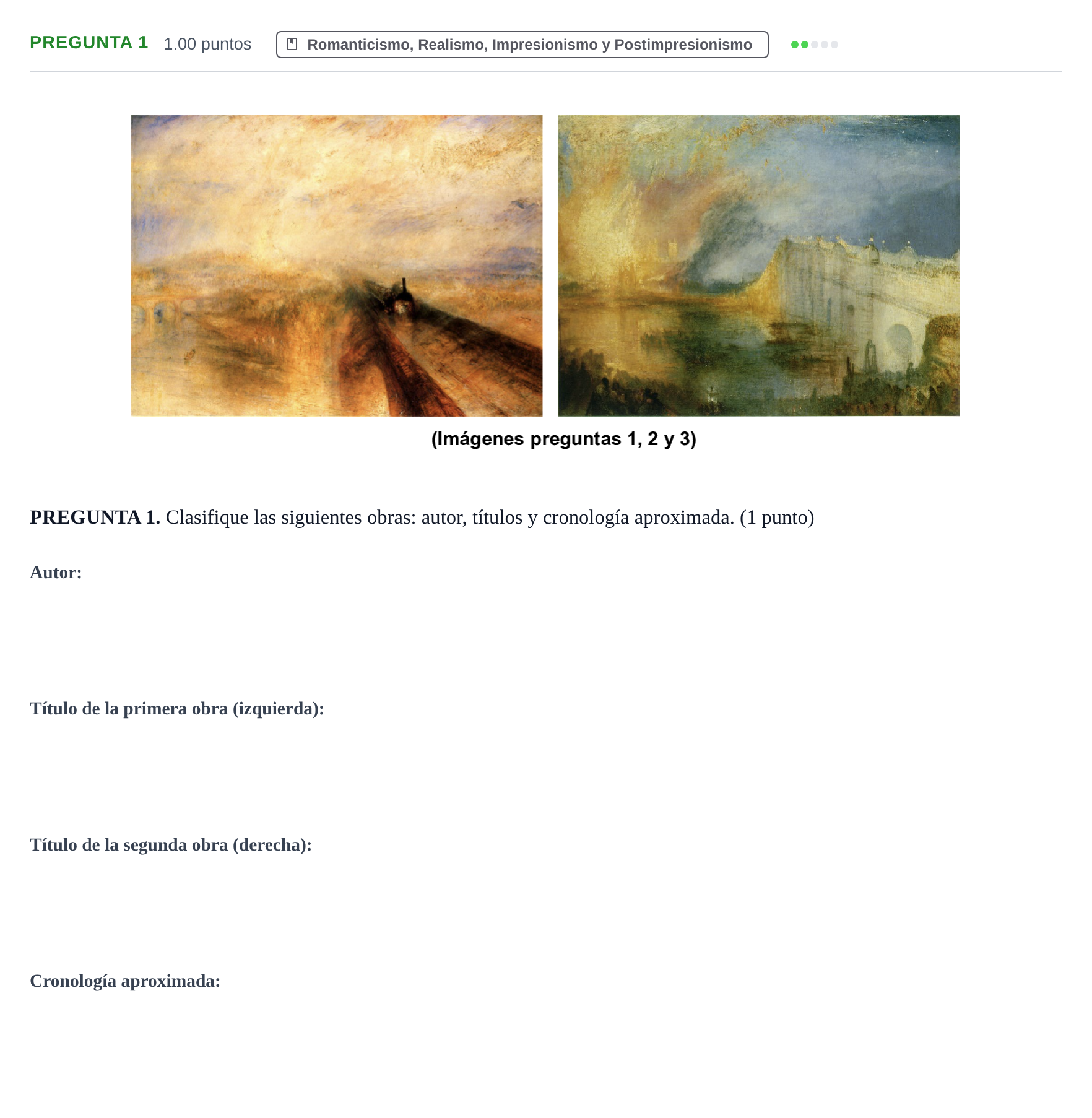 Enunciado: Pregunta 1 · Fundamentos Artísticos PAU Asturias Extraordinaria (Fundamentos del Arte II) 2024