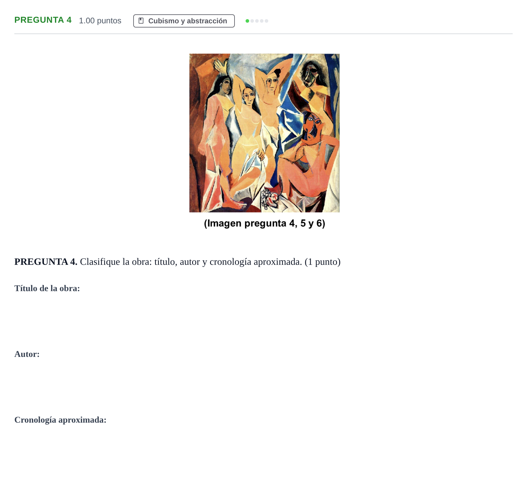 Enunciado: Pregunta 4 · Fundamentos Artísticos PAU Asturias Extraordinaria (Fundamentos del Arte II) 2024