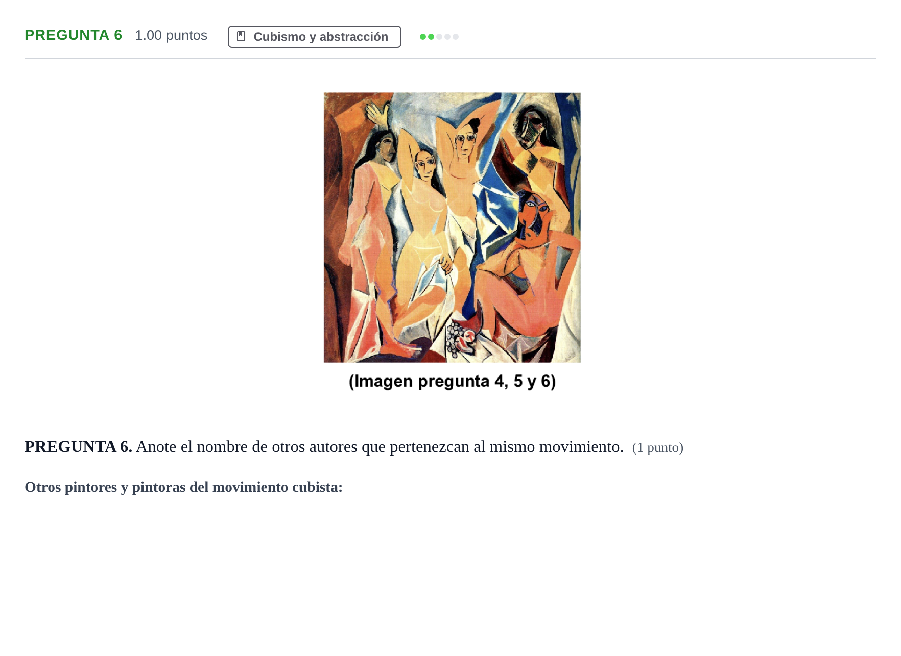 Enunciado: Pregunta 6 · Fundamentos Artísticos PAU Asturias Extraordinaria (Fundamentos del Arte II) 2024
