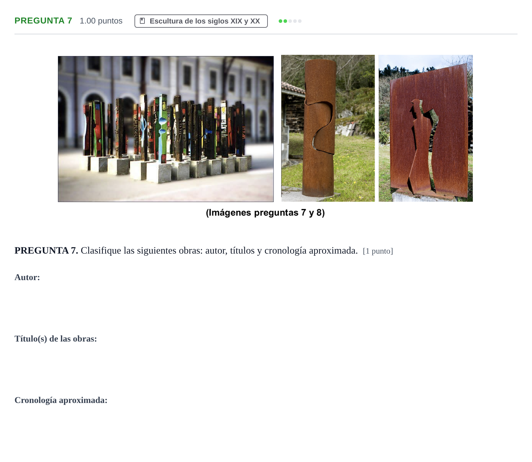 Enunciado: Pregunta 7 · Fundamentos Artísticos PAU Asturias Extraordinaria (Fundamentos del Arte II) 2024