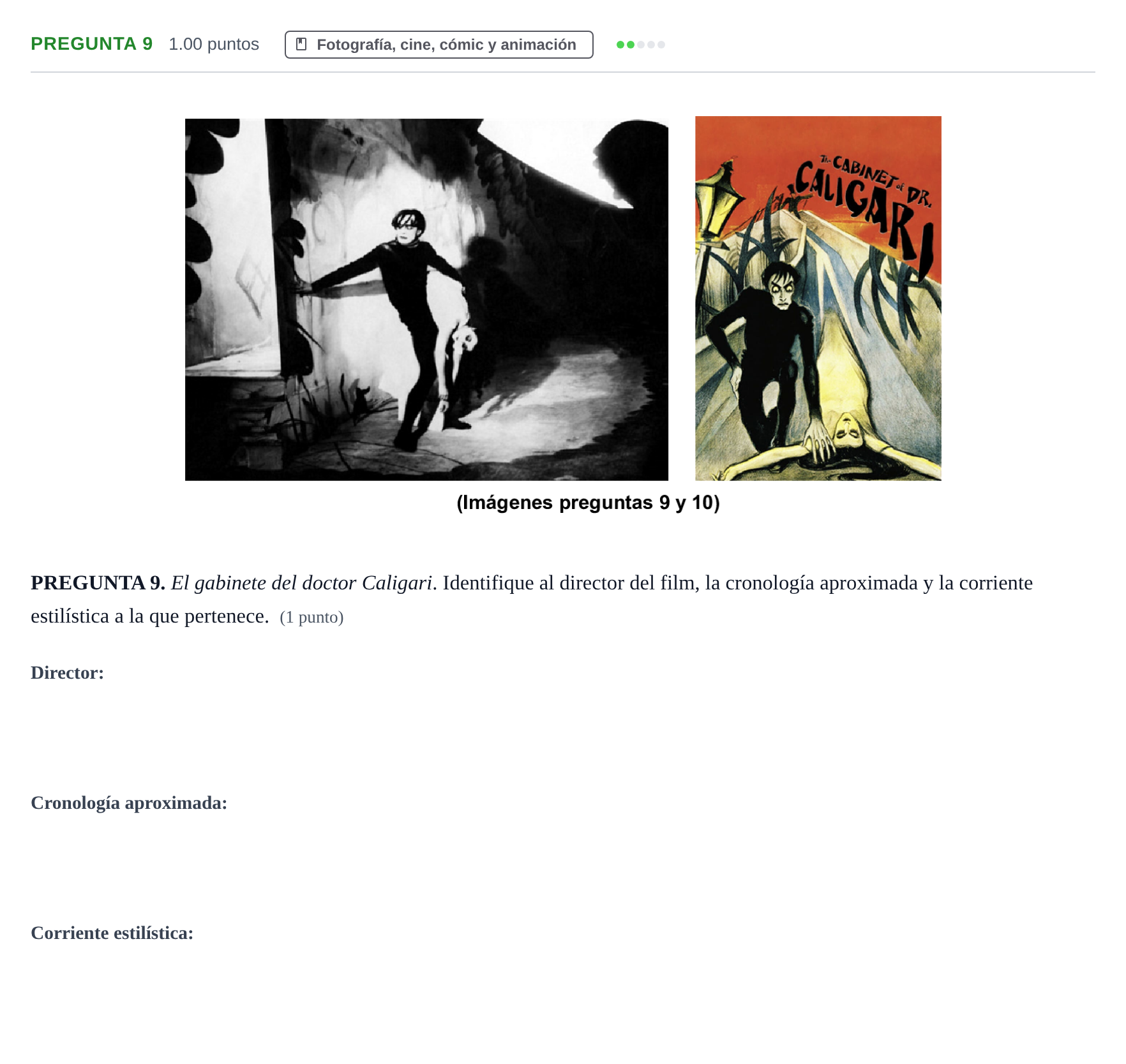 Enunciado: Pregunta 9 · Fundamentos Artísticos PAU Asturias Extraordinaria (Fundamentos del Arte II) 2024