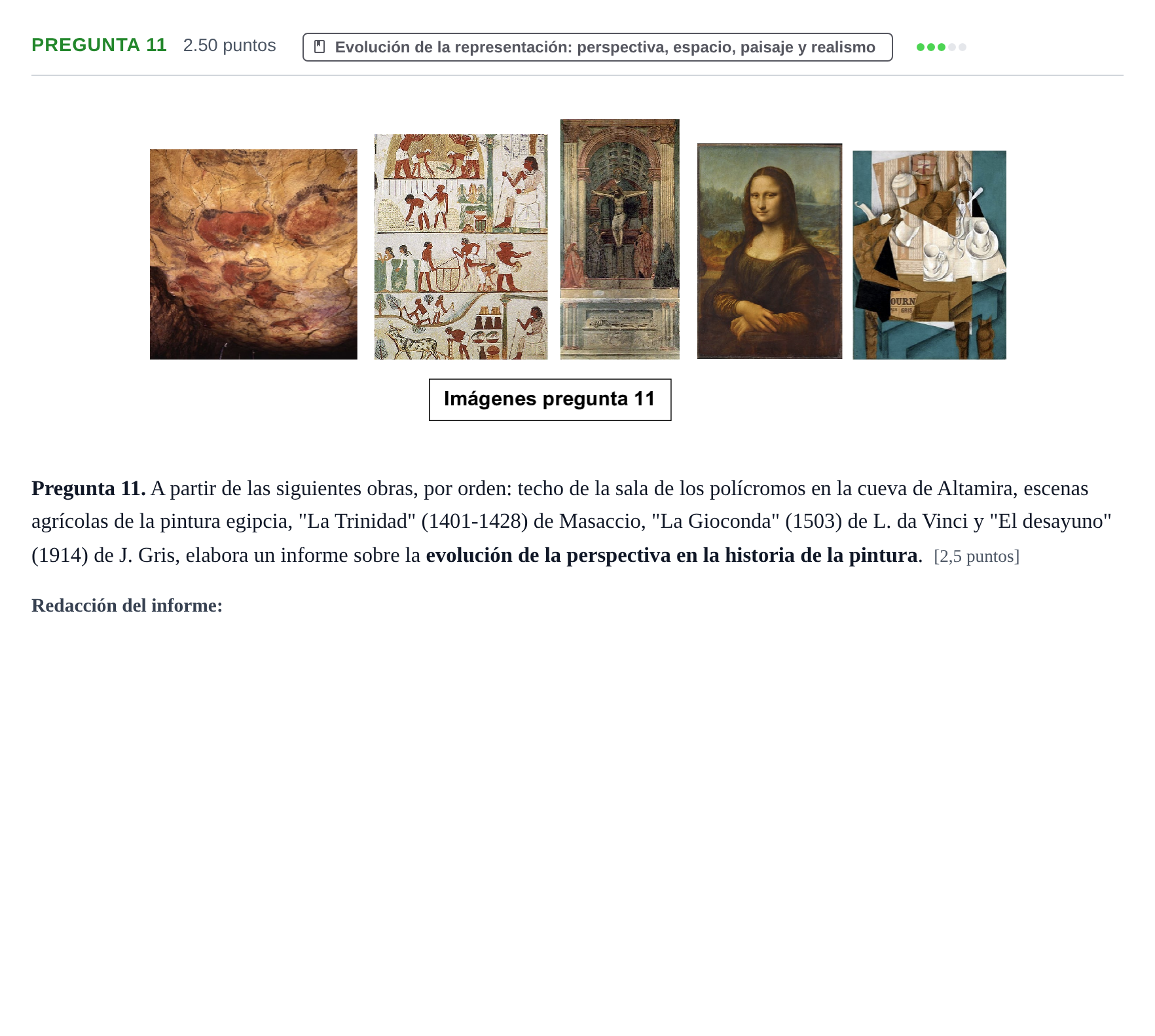 Enunciado: Pregunta 11 · Fundamentos Artísticos PAU Asturias Ordinaria 2024