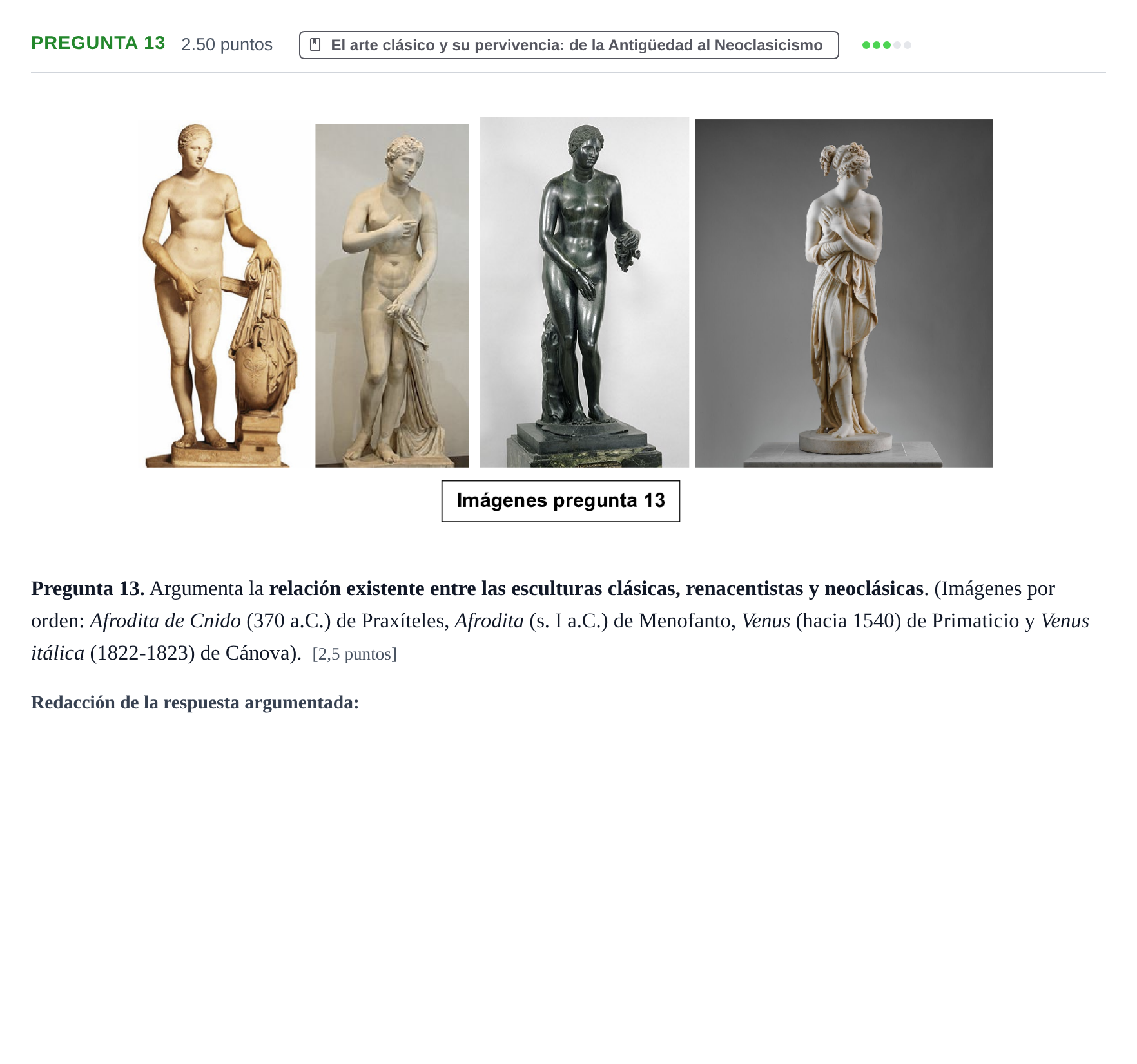 Enunciado: Pregunta 13 · Fundamentos Artísticos PAU Asturias Ordinaria 2024