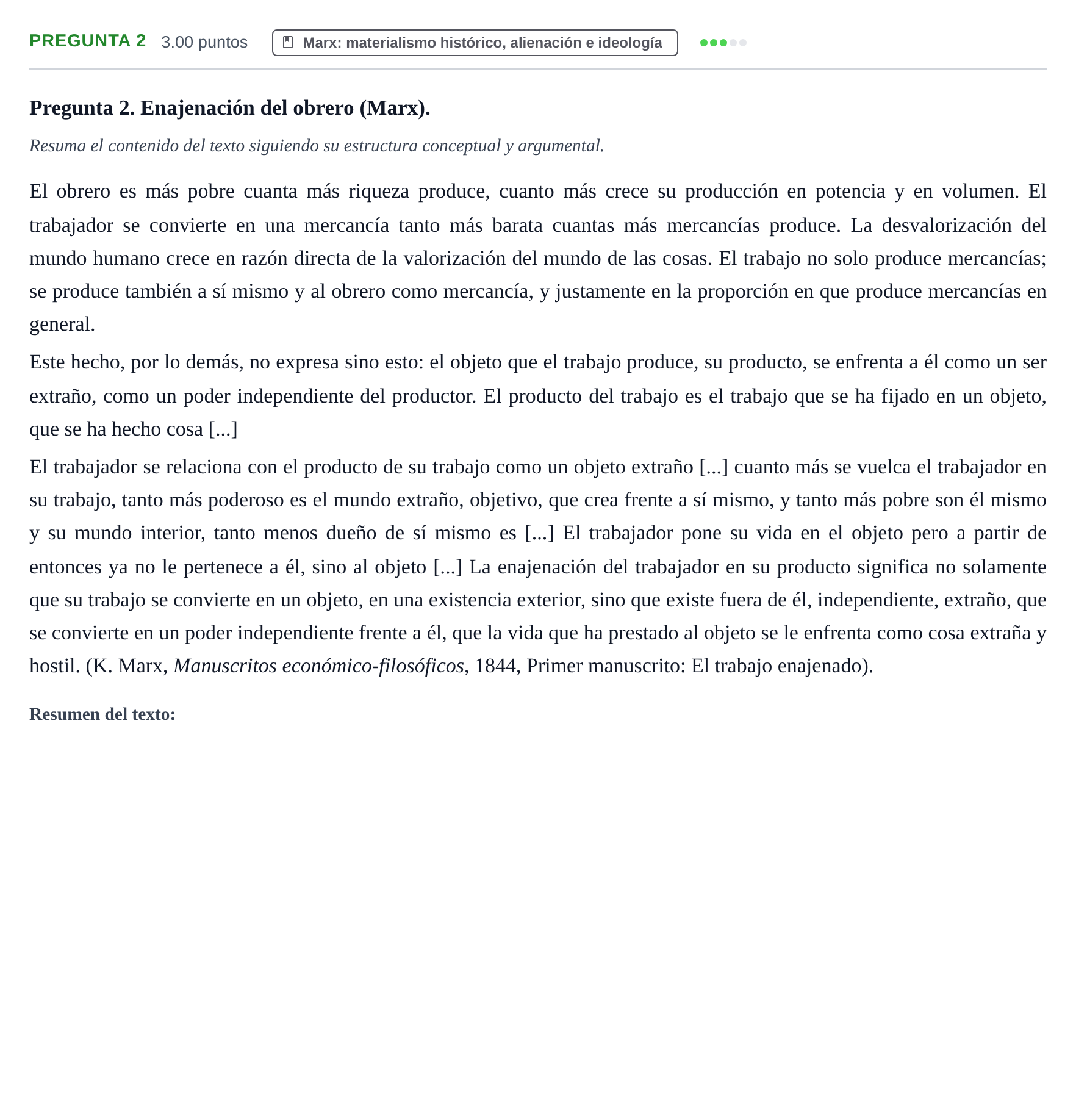 Enunciado: Pregunta 2 · Historia de la Filosofía PAU Asturias Extraordinaria 2024
