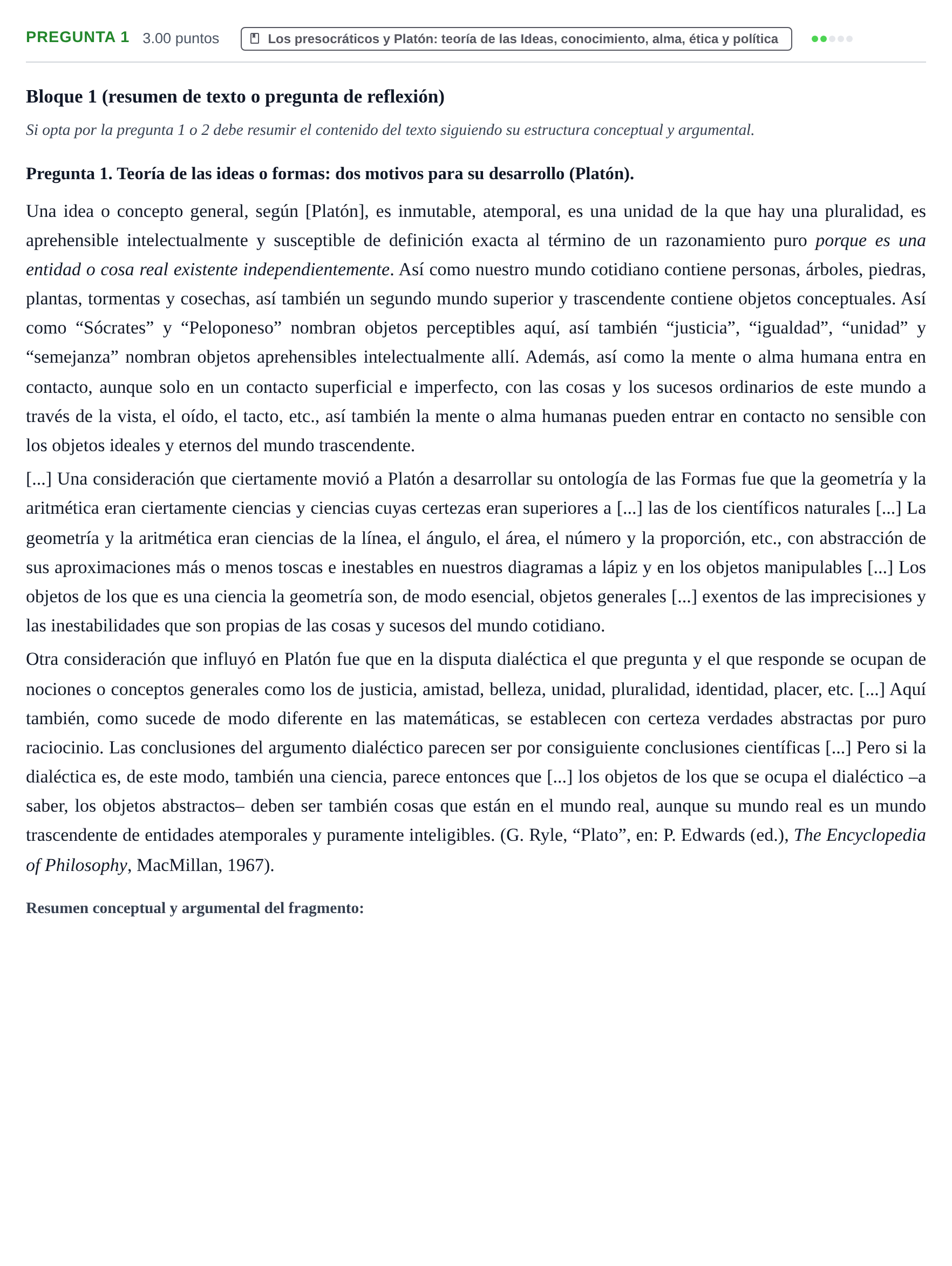 Enunciado: Pregunta 1 · Historia de la Filosofía PAU Asturias Ordinaria 2024