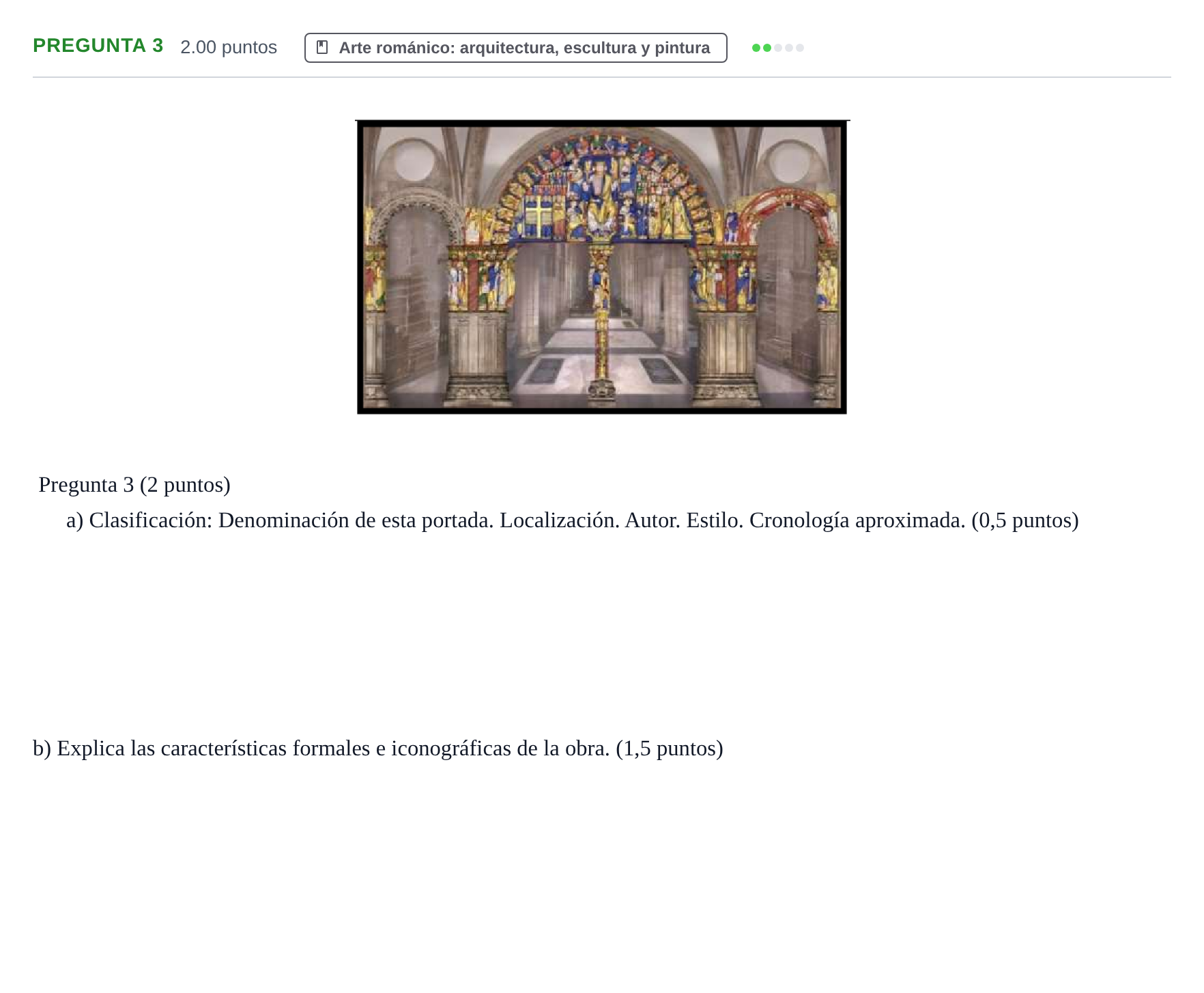 Enunciado: Pregunta 3 · Historia del Arte PAU Asturias Extraordinaria 2024