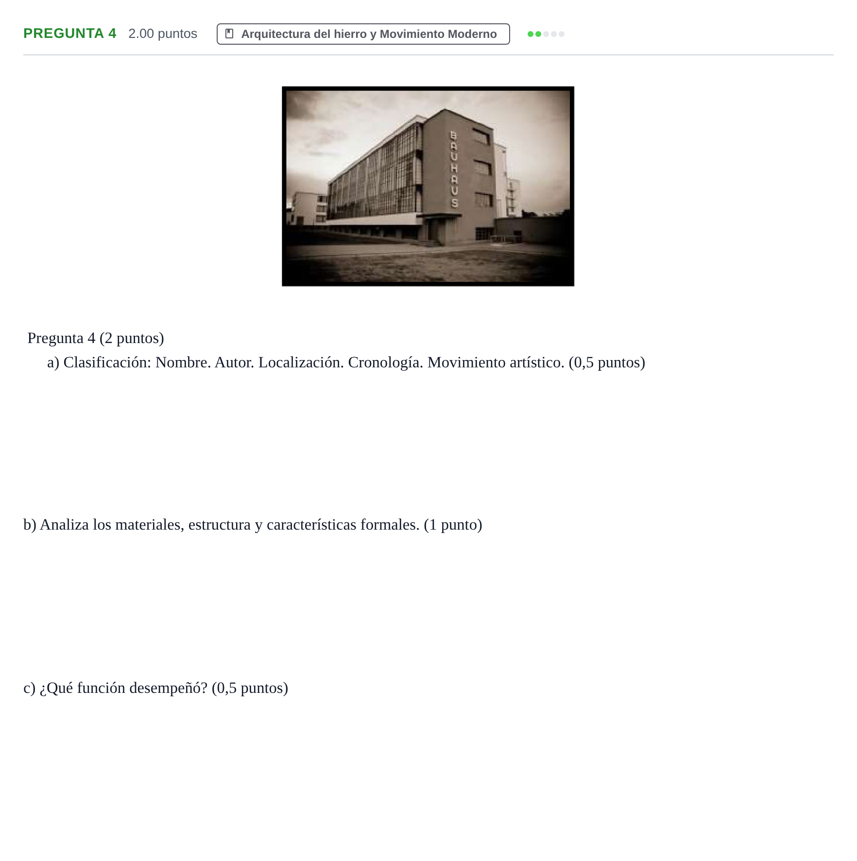 Enunciado: Pregunta 4 · Historia del Arte PAU Asturias Extraordinaria 2024