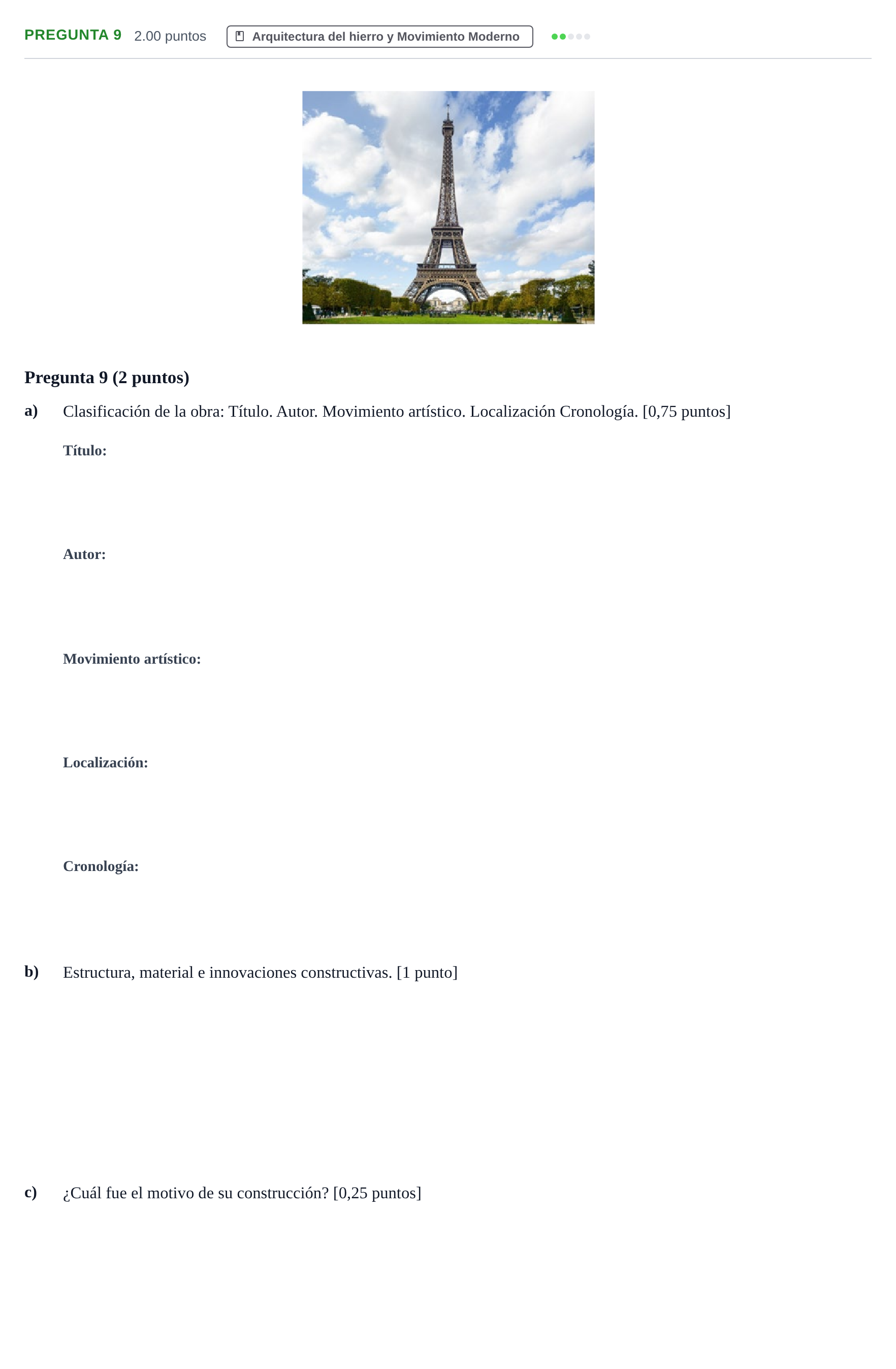 Enunciado: Pregunta 9 · Historia del Arte PAU Asturias Extraordinaria 2024