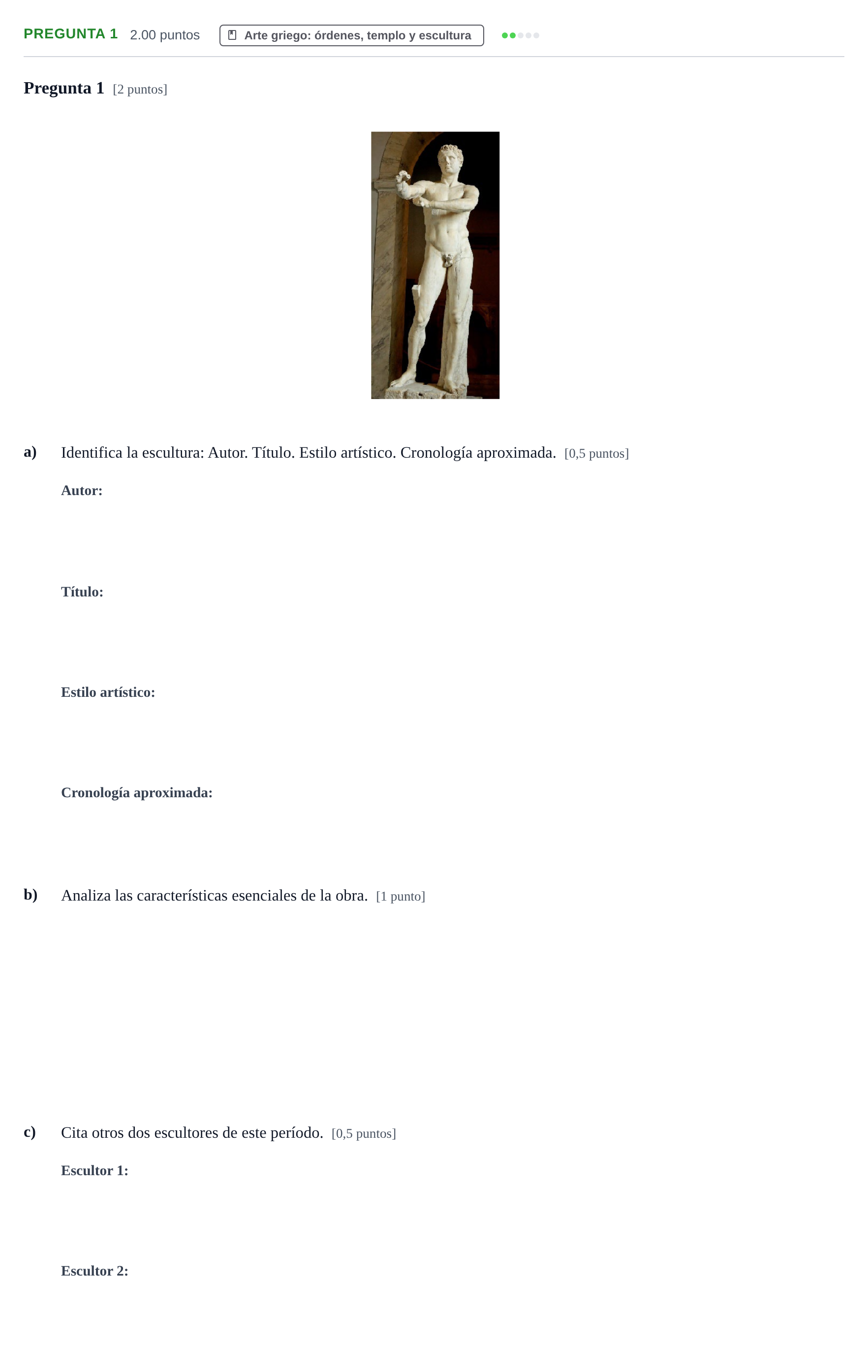 Enunciado: Pregunta 1 · Historia del Arte PAU Asturias Ordinaria 2024