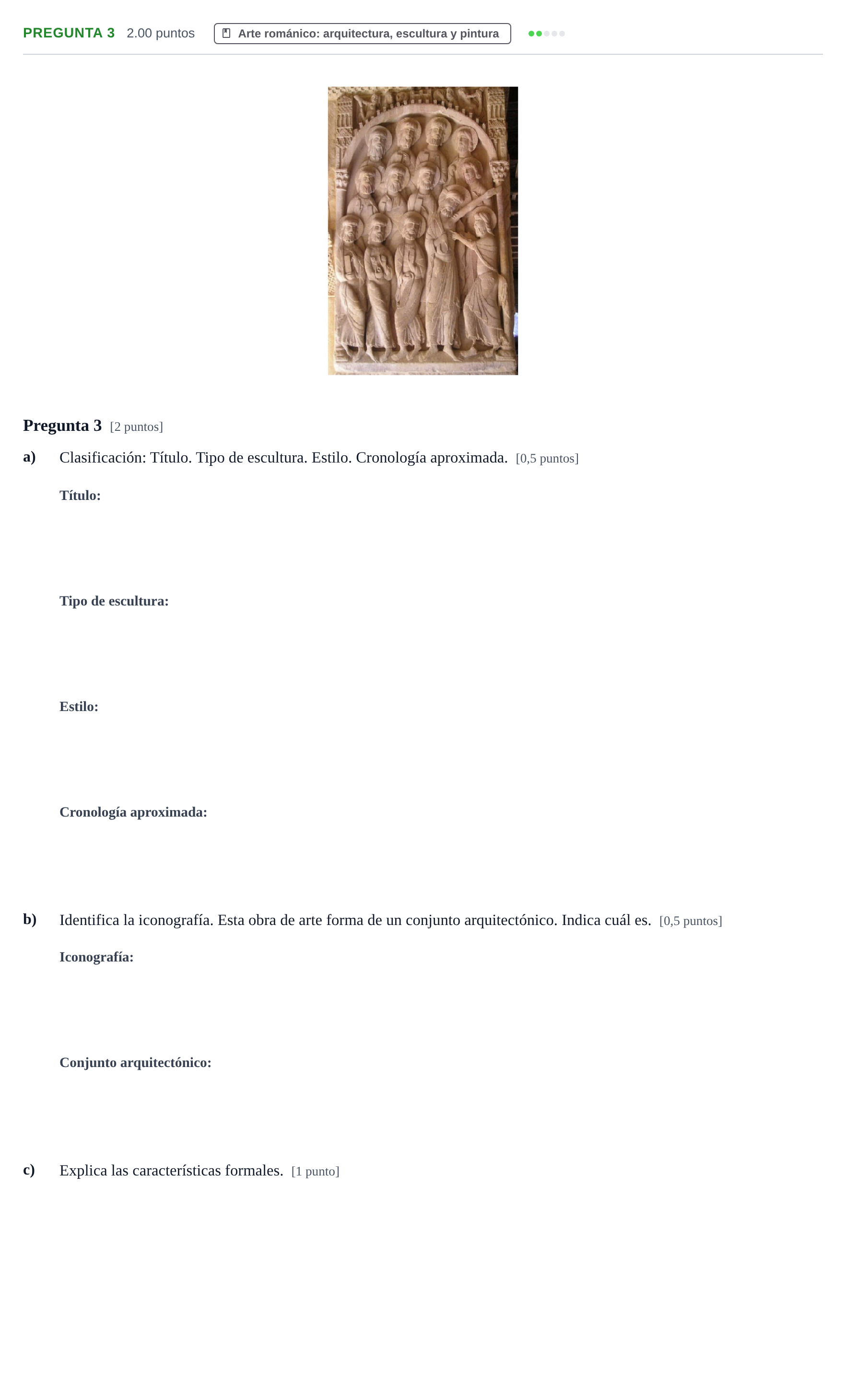 Enunciado: Pregunta 3 · Historia del Arte PAU Asturias Ordinaria 2024