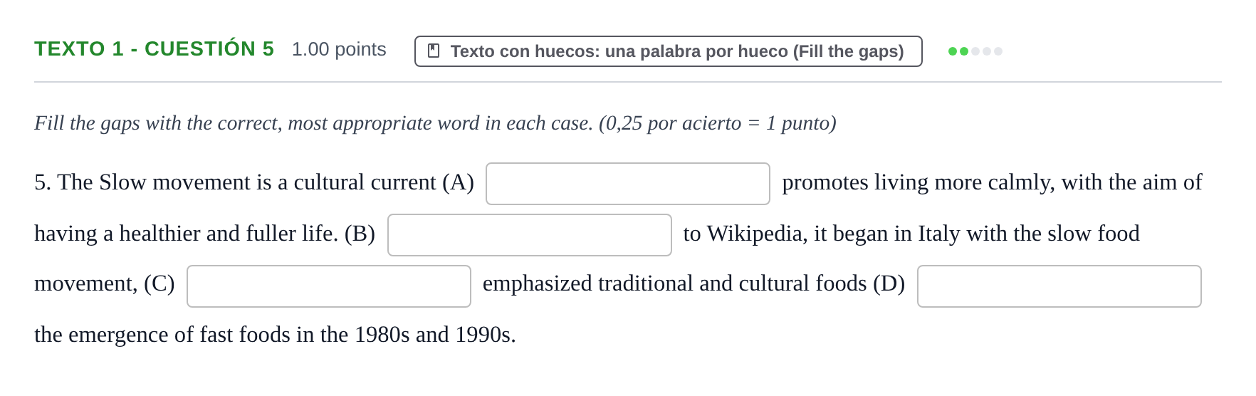 Enunciado: Ejercicio Texto 1 - Cuestión 5 · Inglés PAU Asturias Ordinaria 2024