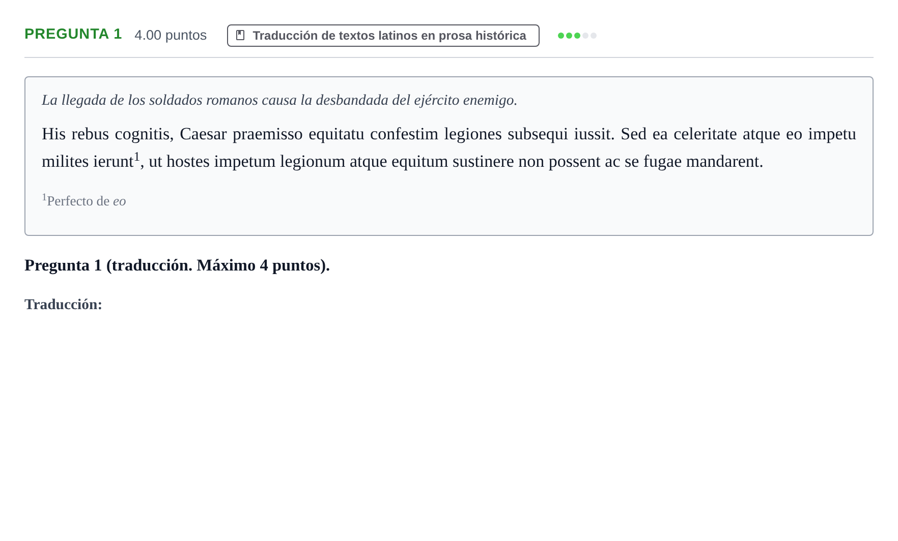 Enunciado: Pregunta 1 · Latín II PAU Asturias Extraordinaria 2024